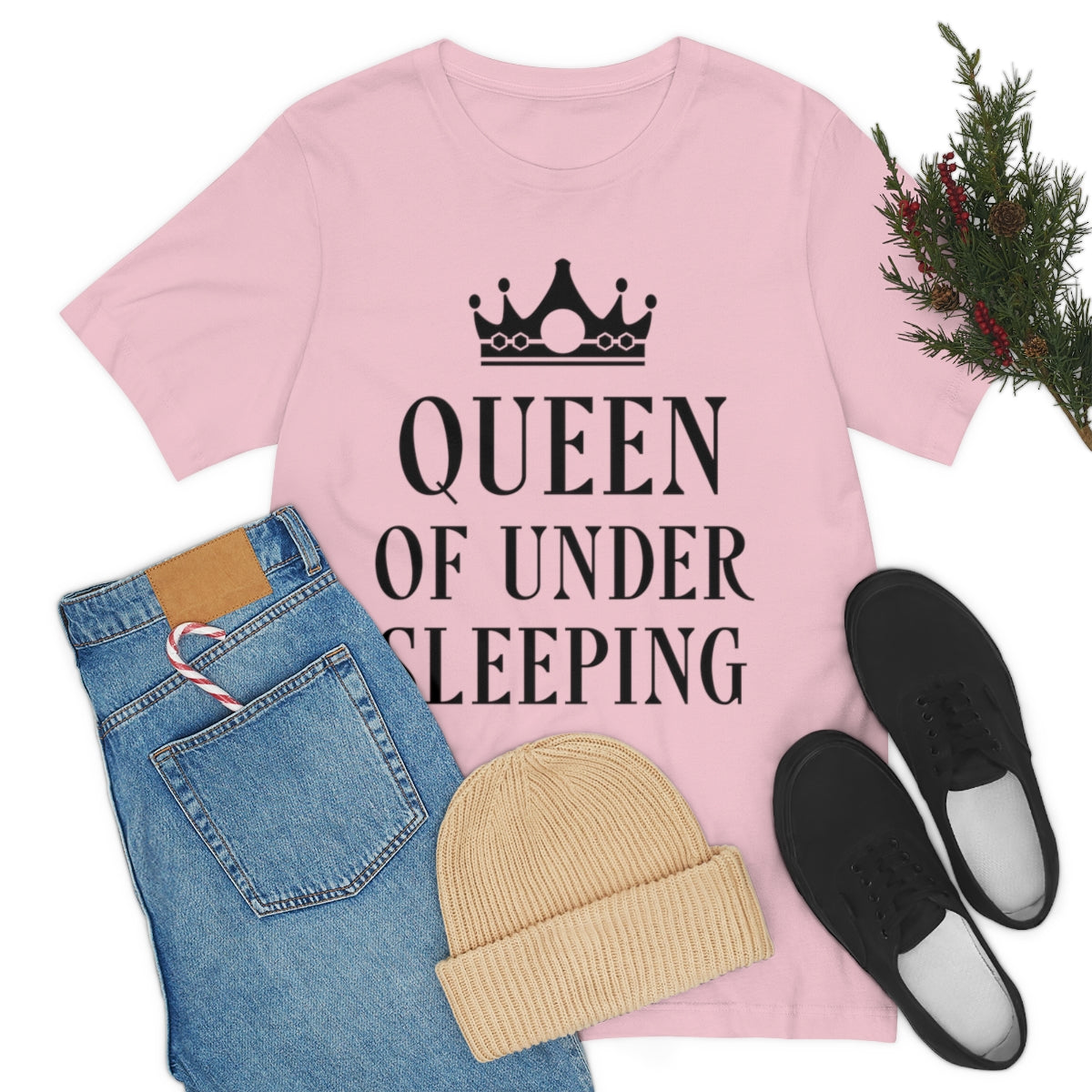 Queen of Under sleeping Sleep Humor Quotes Unisex Jersey Short Sleeve T-Shirt Ichaku [Perfect Gifts Selection]