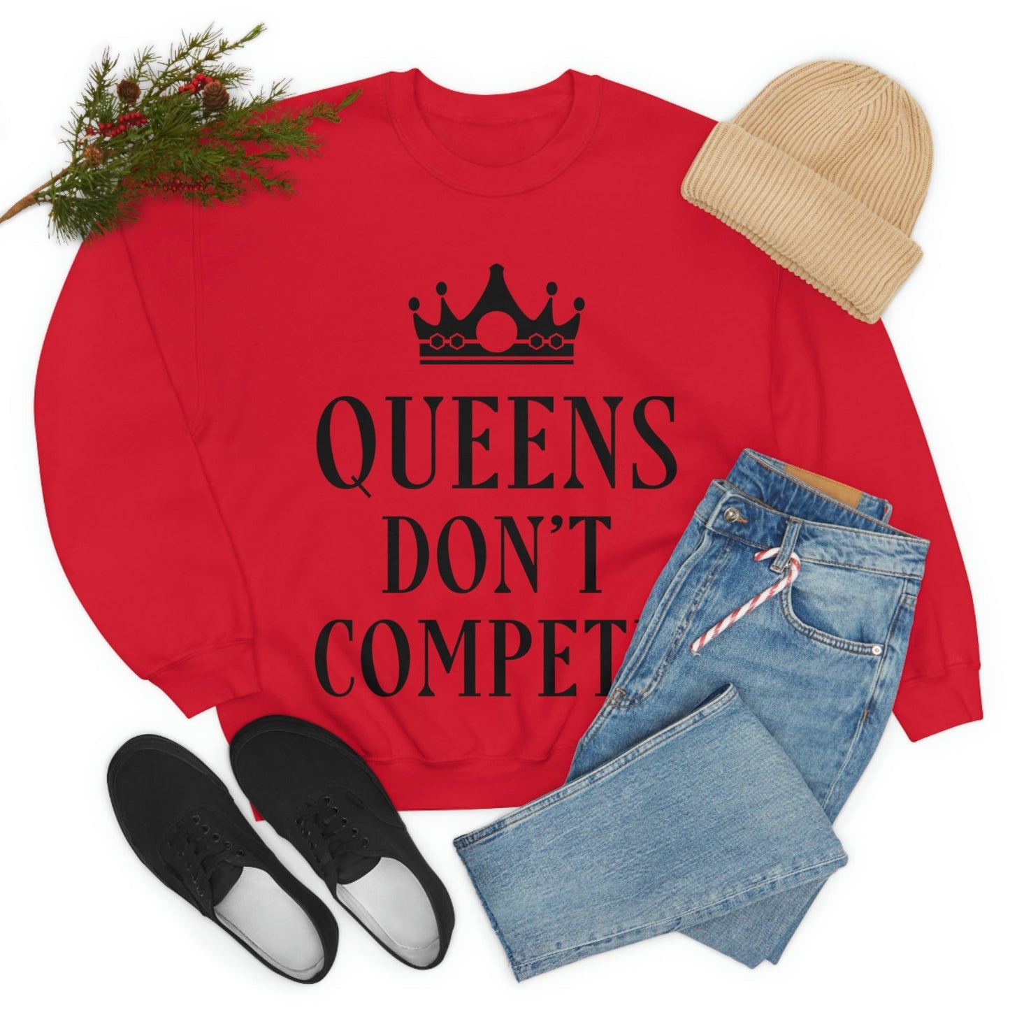 Queens Don`t Compete Empowering Quotes Unisex Heavy Blend™ Crewneck Sweatshirt Ichaku [Perfect Gifts Selection]