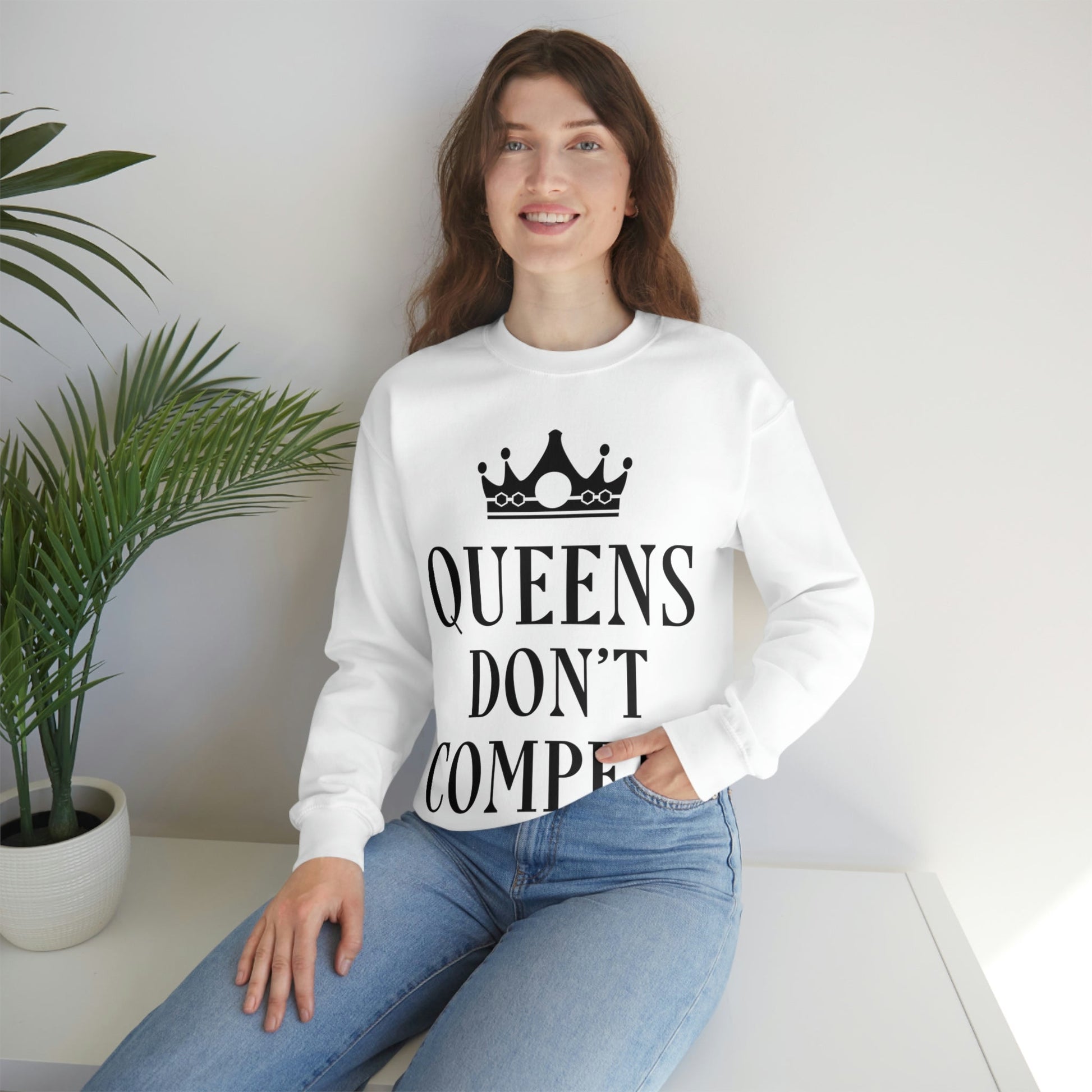 Queens Don`t Compete Empowering Quotes Unisex Heavy Blend™ Crewneck Sweatshirt Ichaku [Perfect Gifts Selection]