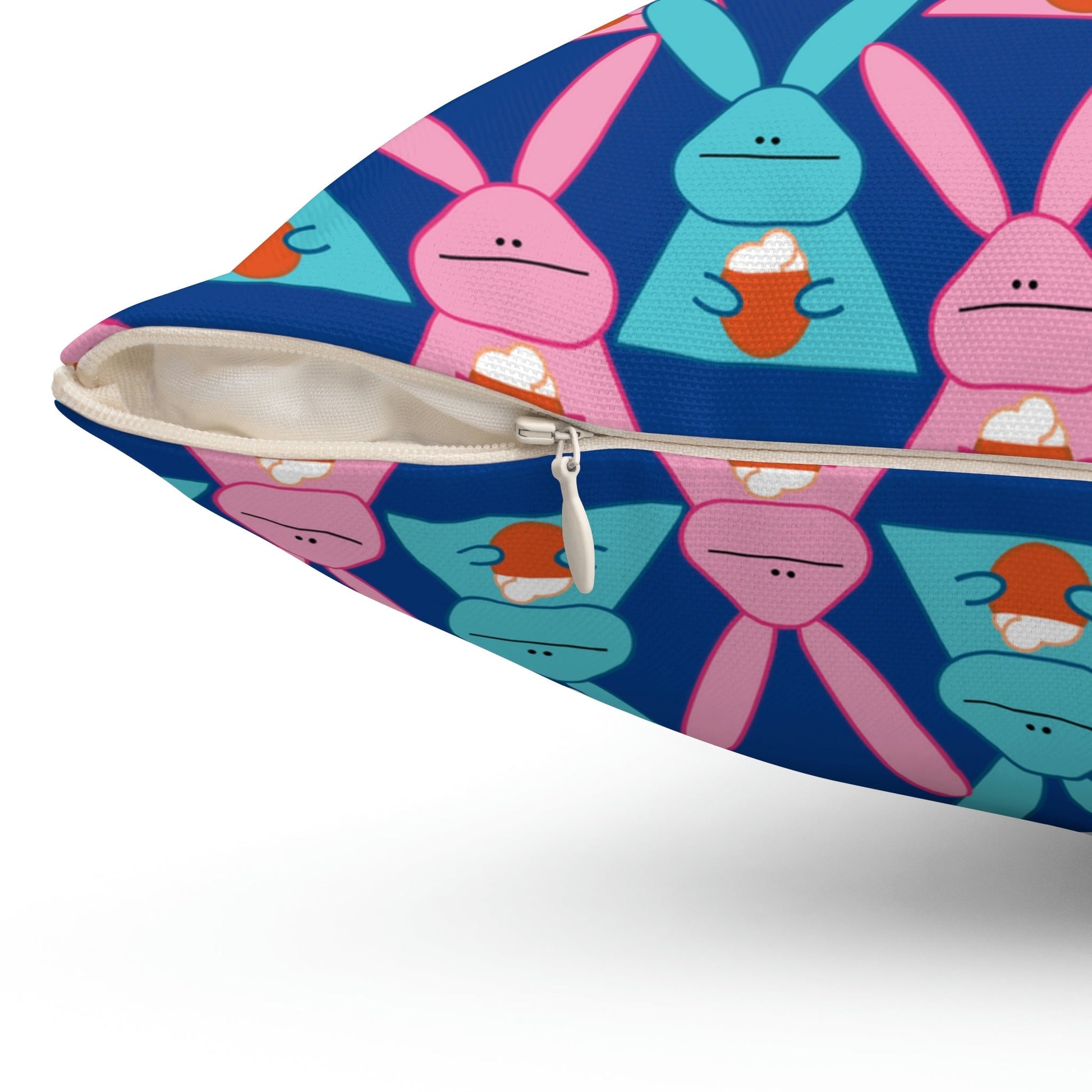 Rabbit With Pumpkin Latte Pattern Fall Mood Art Spun Polyester Square Pillow Ichaku [Perfect Gifts Selection]