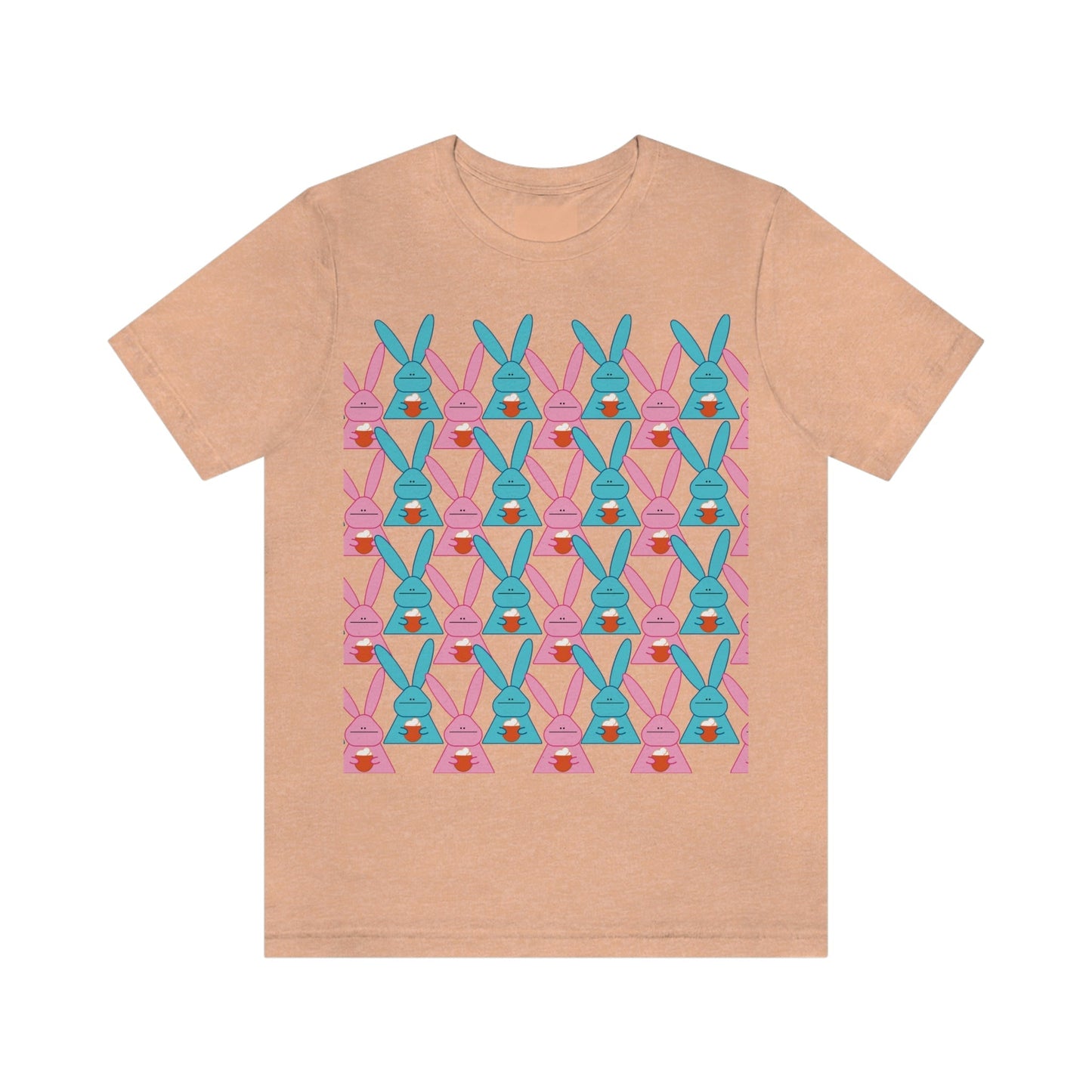 Rabbit With Pumpkin Latte Pattern Fall Mood Art Unisex Jersey Short Sleeve T-Shirt Ichaku [Perfect Gifts Selection]