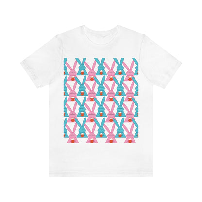 Rabbit With Pumpkin Latte Pattern Fall Mood Humor Unisex Jersey Short Sleeve T-Shirt Ichaku [Perfect Gifts Selection]