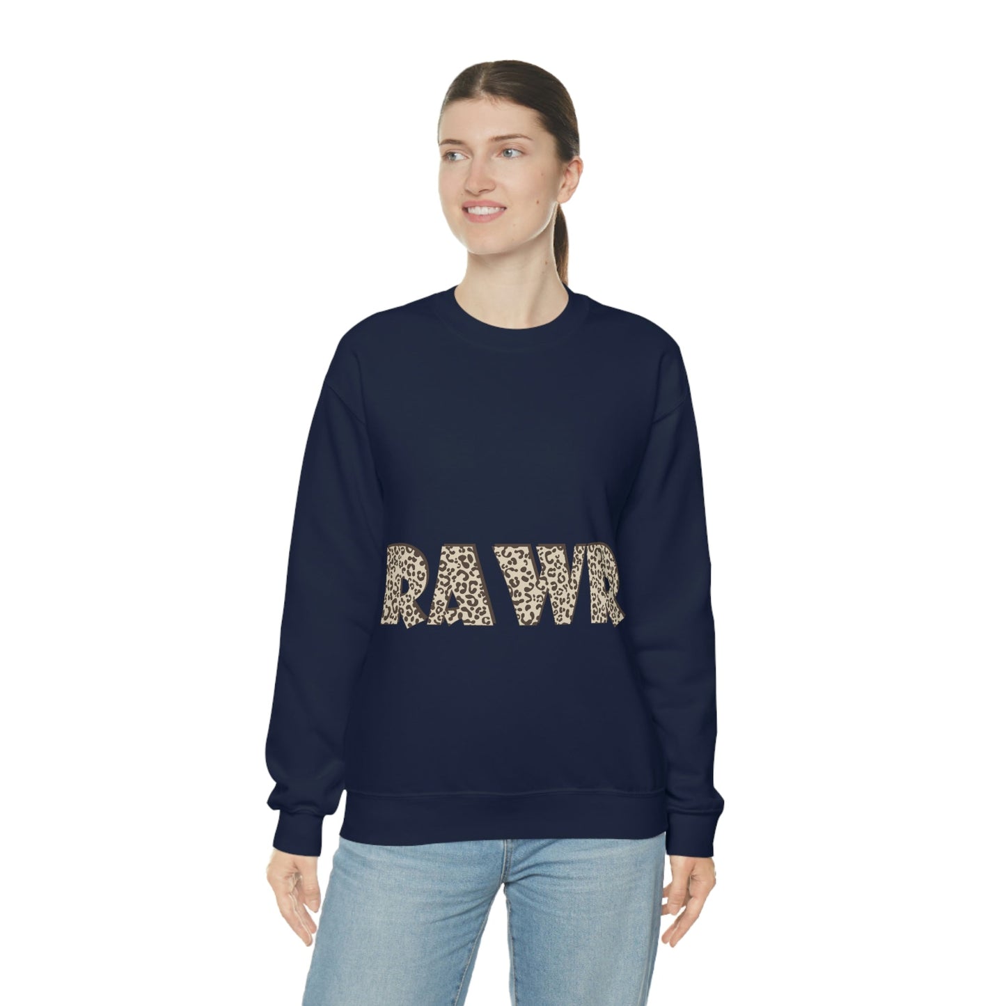 Rawr Leopard Animalistic Unisex Heavy Blend™ Crewneck Sweatshirt Ichaku [Perfect Gifts Selection]