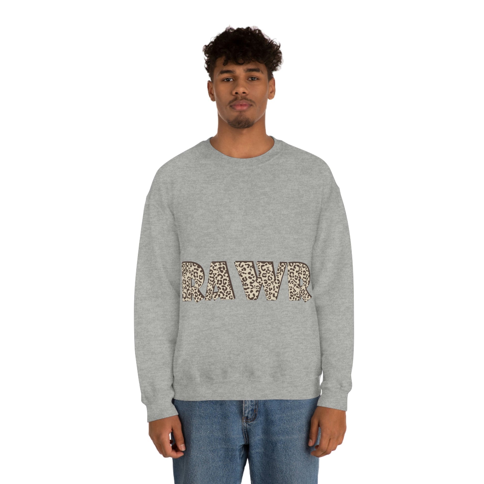 Rawr Leopard Animalistic Unisex Heavy Blend™ Crewneck Sweatshirt Ichaku [Perfect Gifts Selection]