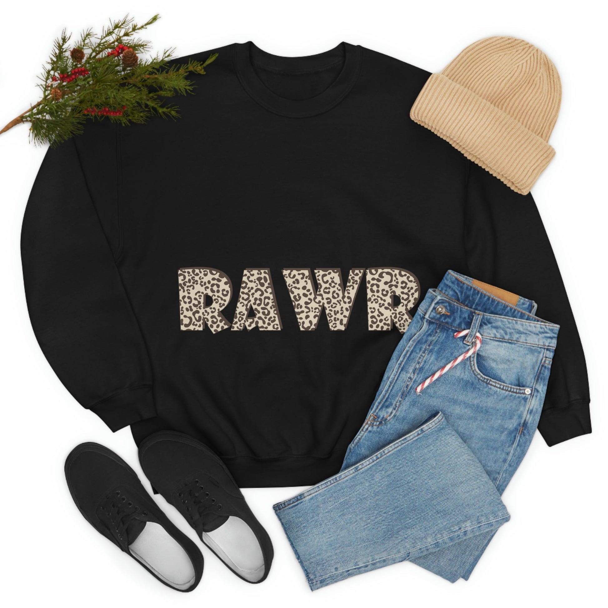 Rawr Leopard Animalistic Unisex Heavy Blend™ Crewneck Sweatshirt Ichaku [Perfect Gifts Selection]