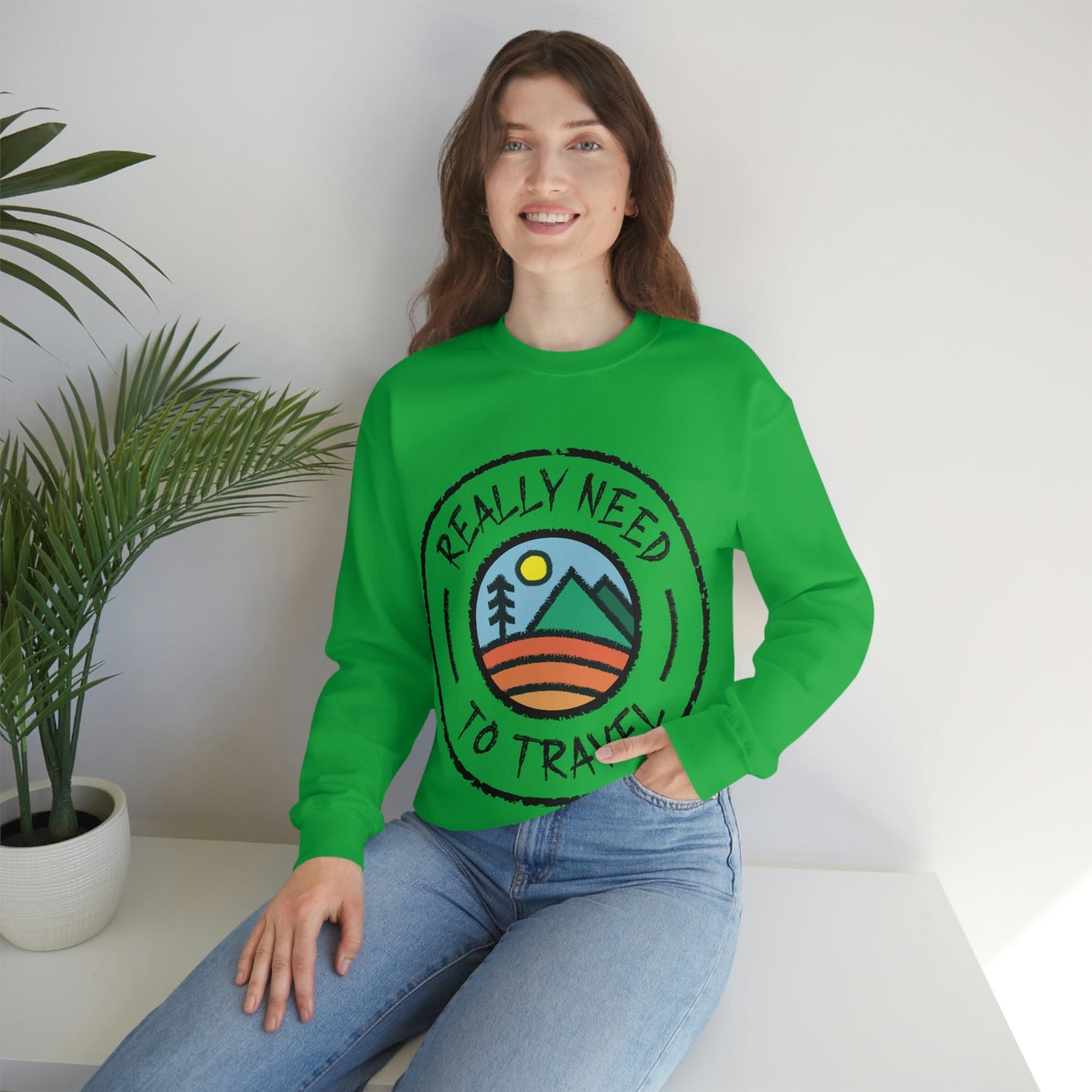 Really Need to Travel Vacation Landscape Explore Unisex Heavy Blend™ Crewneck Sweatshirt Ichaku [Perfect Gifts Selection]