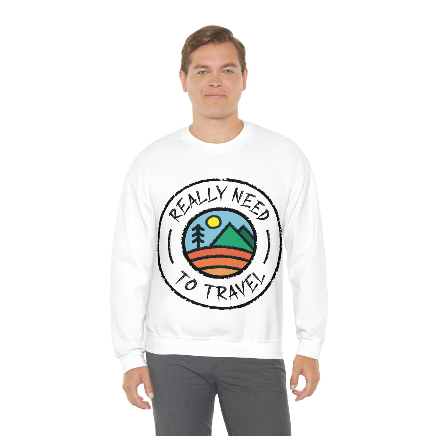 Really Need to Travel Vacation Landscape Explore Unisex Heavy Blend™ Crewneck Sweatshirt Ichaku [Perfect Gifts Selection]