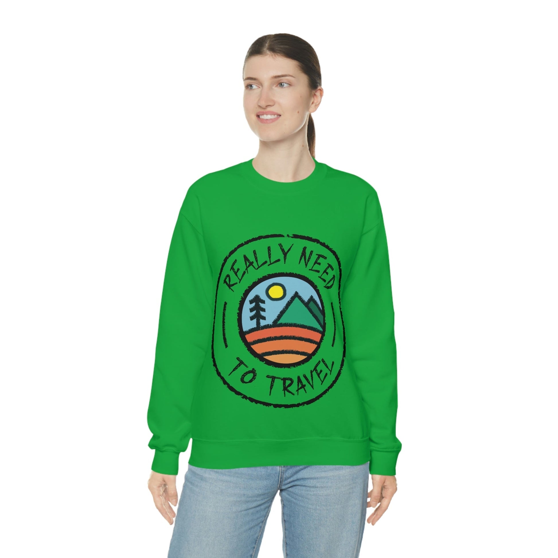 Really Need to Travel Vacation Landscape Explore Unisex Heavy Blend™ Crewneck Sweatshirt Ichaku [Perfect Gifts Selection]