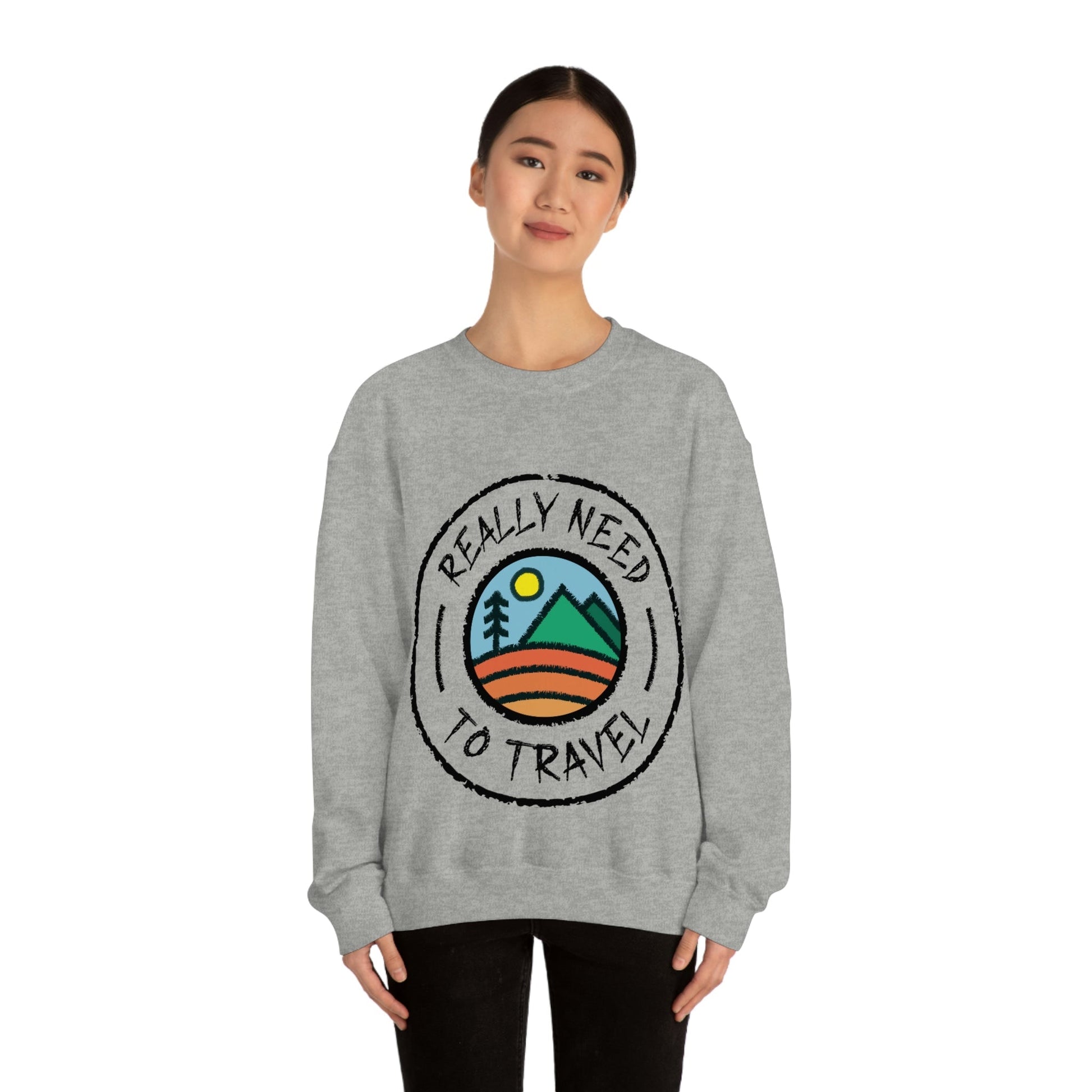 Really Need to Travel Vacation Landscape Explore Unisex Heavy Blend™ Crewneck Sweatshirt Ichaku [Perfect Gifts Selection]