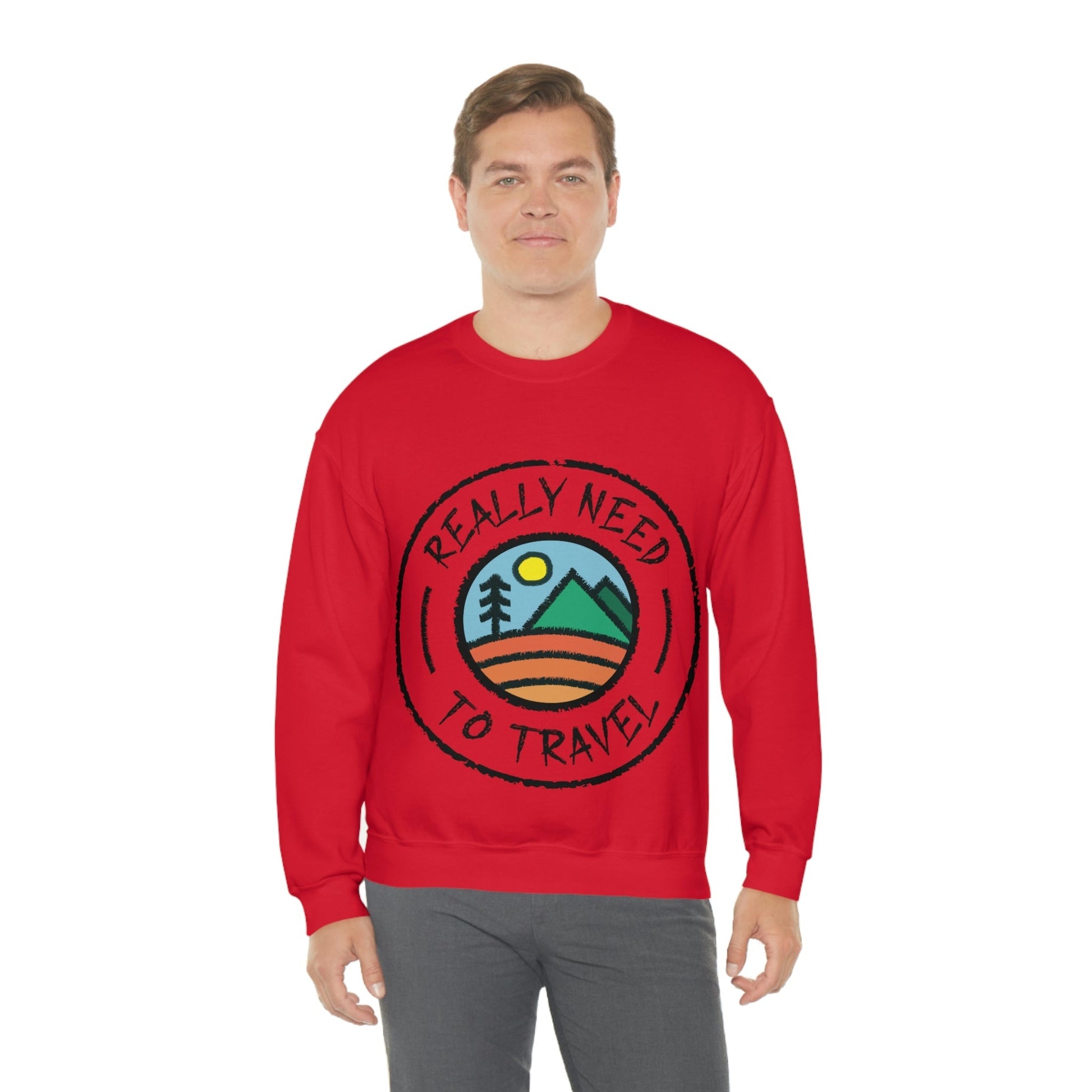 Really Need to Travel Vacation Landscape Explore Unisex Heavy Blend™ Crewneck Sweatshirt Ichaku [Perfect Gifts Selection]