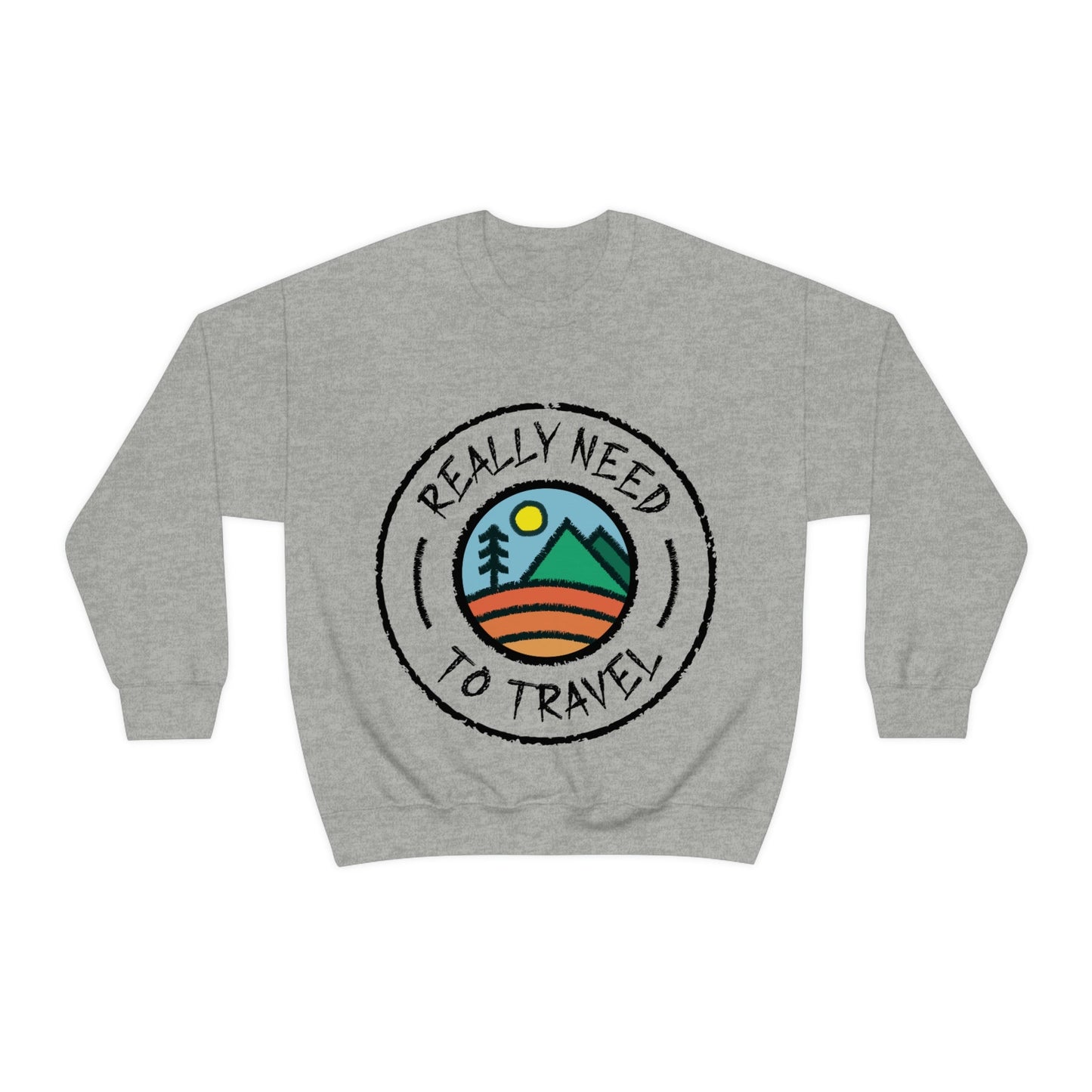 Really Need to Travel Vacation Landscape Explore Unisex Heavy Blend™ Crewneck Sweatshirt Ichaku [Perfect Gifts Selection]