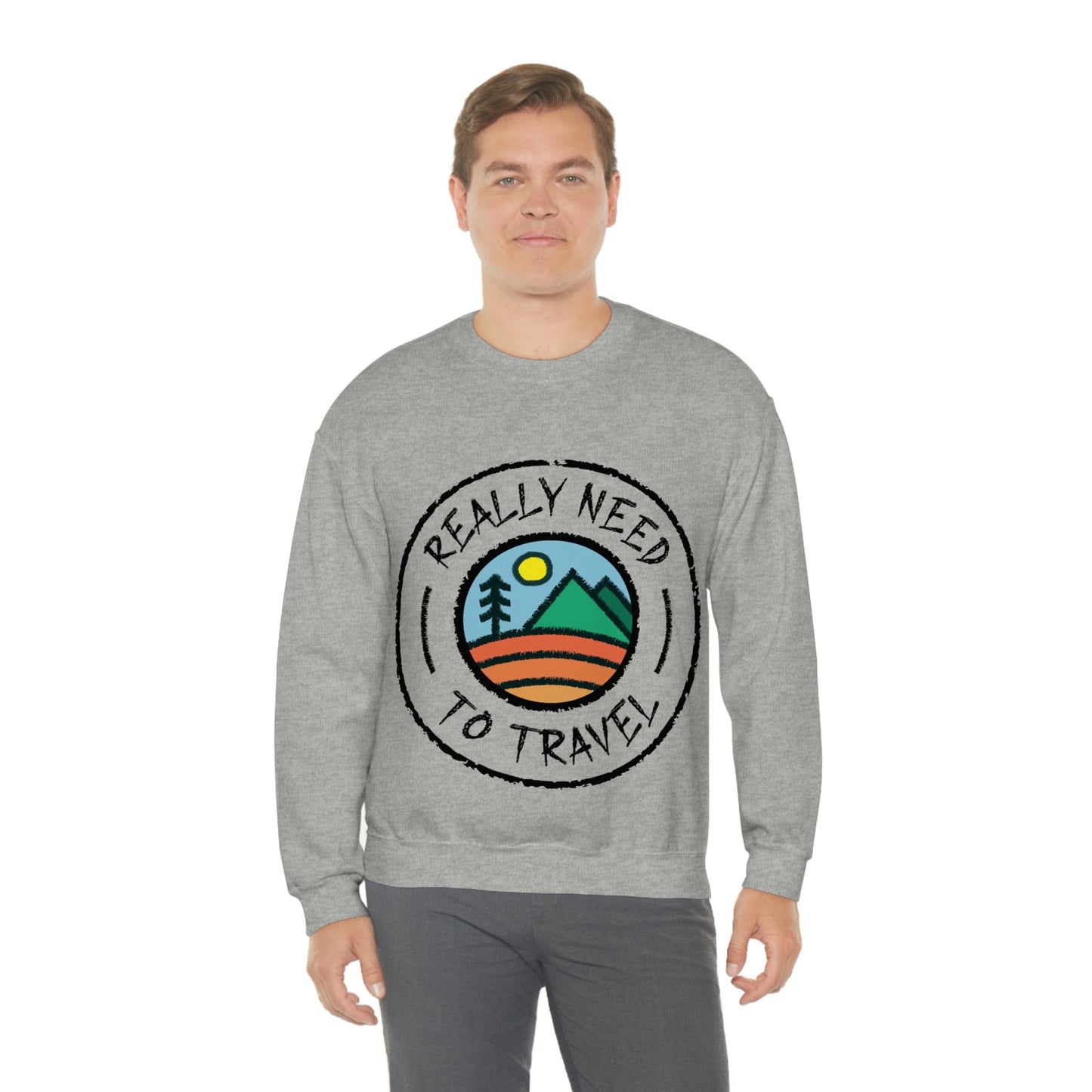 Really Need to Travel Vacation Landscape Explore Unisex Heavy Blend™ Crewneck Sweatshirt Ichaku [Perfect Gifts Selection]