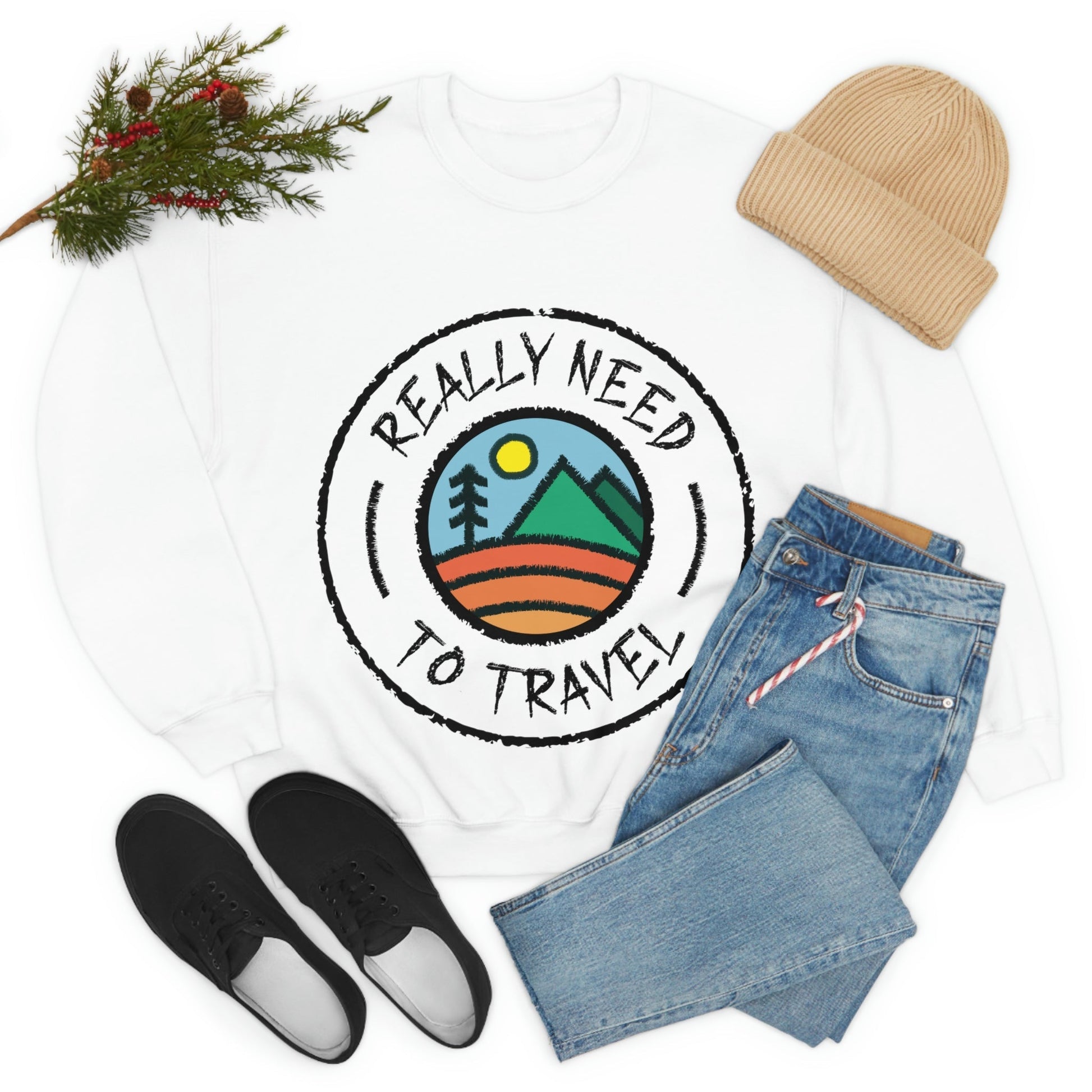 Really Need to Travel Vacation Landscape Explore Unisex Heavy Blend™ Crewneck Sweatshirt Ichaku [Perfect Gifts Selection]