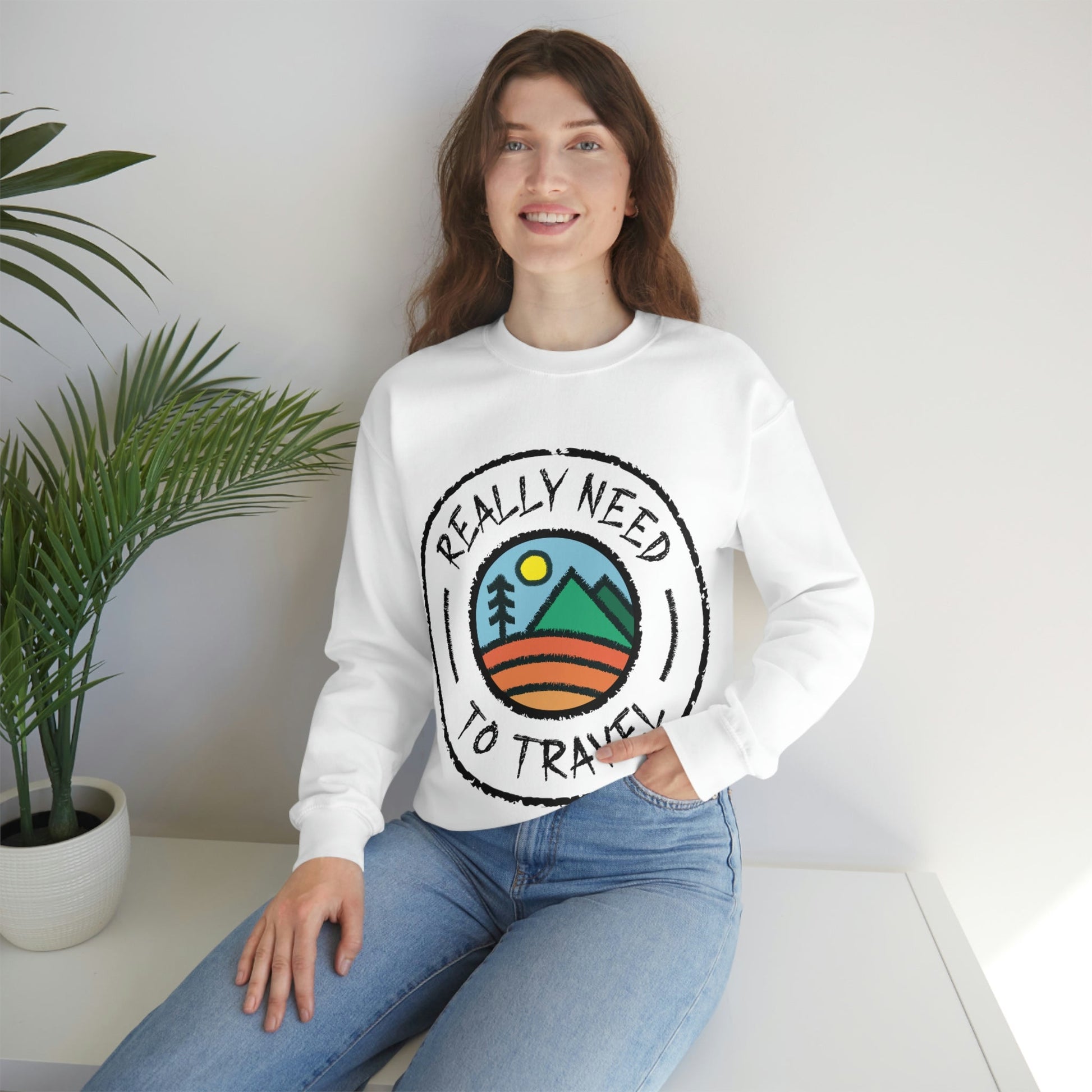 Really Need to Travel Vacation Landscape Explore Unisex Heavy Blend™ Crewneck Sweatshirt Ichaku [Perfect Gifts Selection]