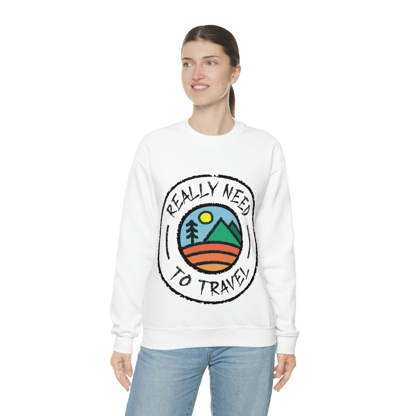 Really Need to Travel Vacation Landscape Explore Unisex Heavy Blend™ Crewneck Sweatshirt Ichaku [Perfect Gifts Selection]