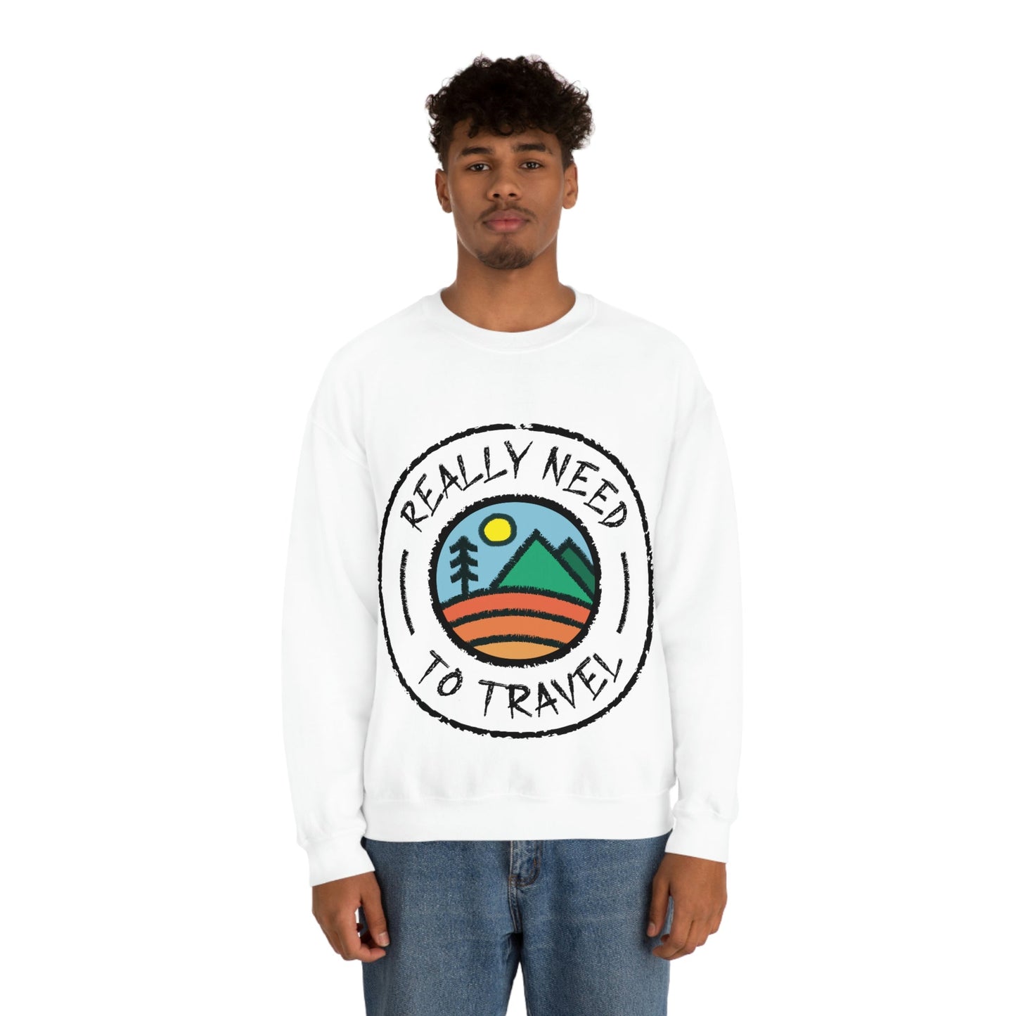 Really Need to Travel Vacation Landscape Explore Unisex Heavy Blend™ Crewneck Sweatshirt Ichaku [Perfect Gifts Selection]