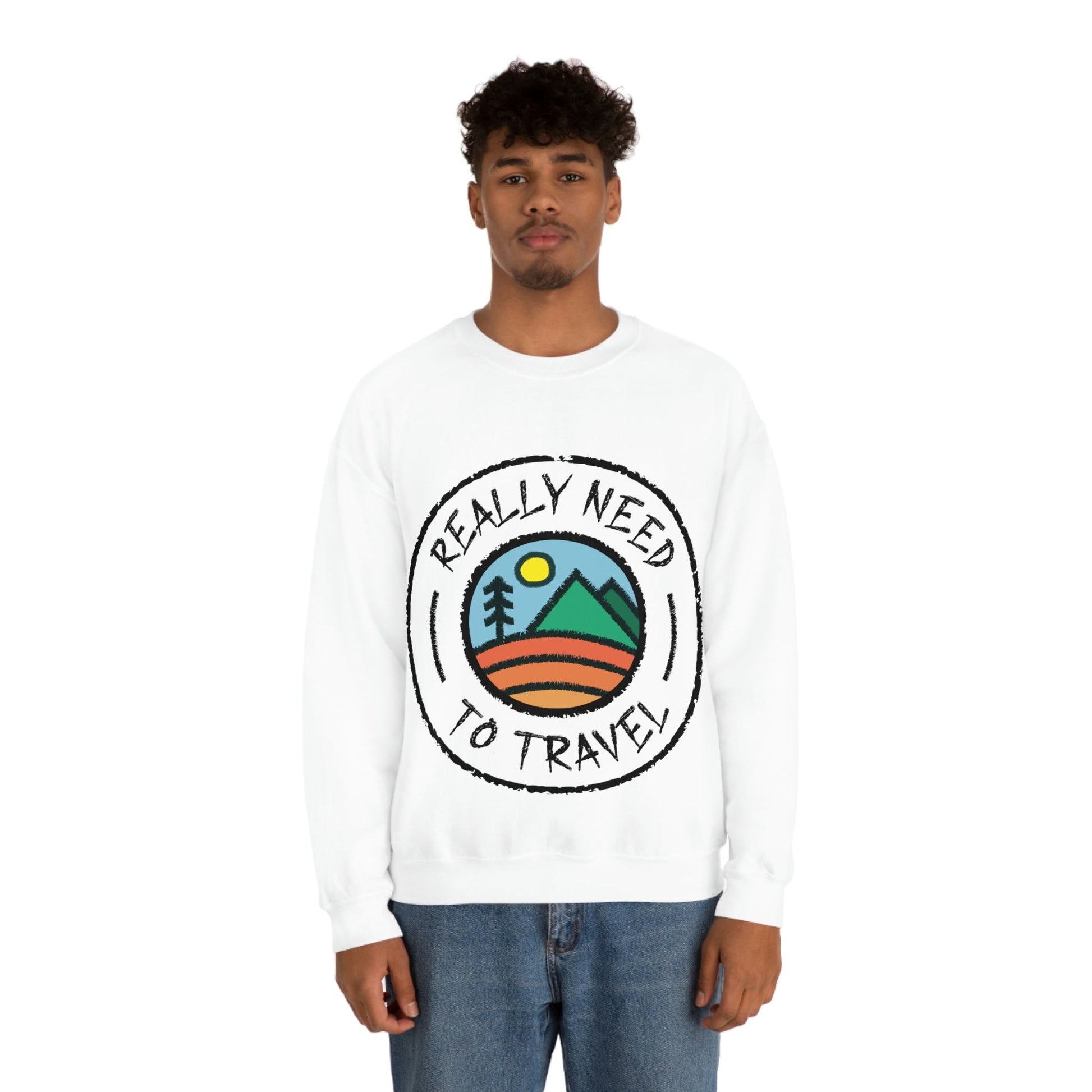 Really Need to Travel Vacation Landscape Explore Unisex Heavy Blend™ Crewneck Sweatshirt Ichaku [Perfect Gifts Selection]