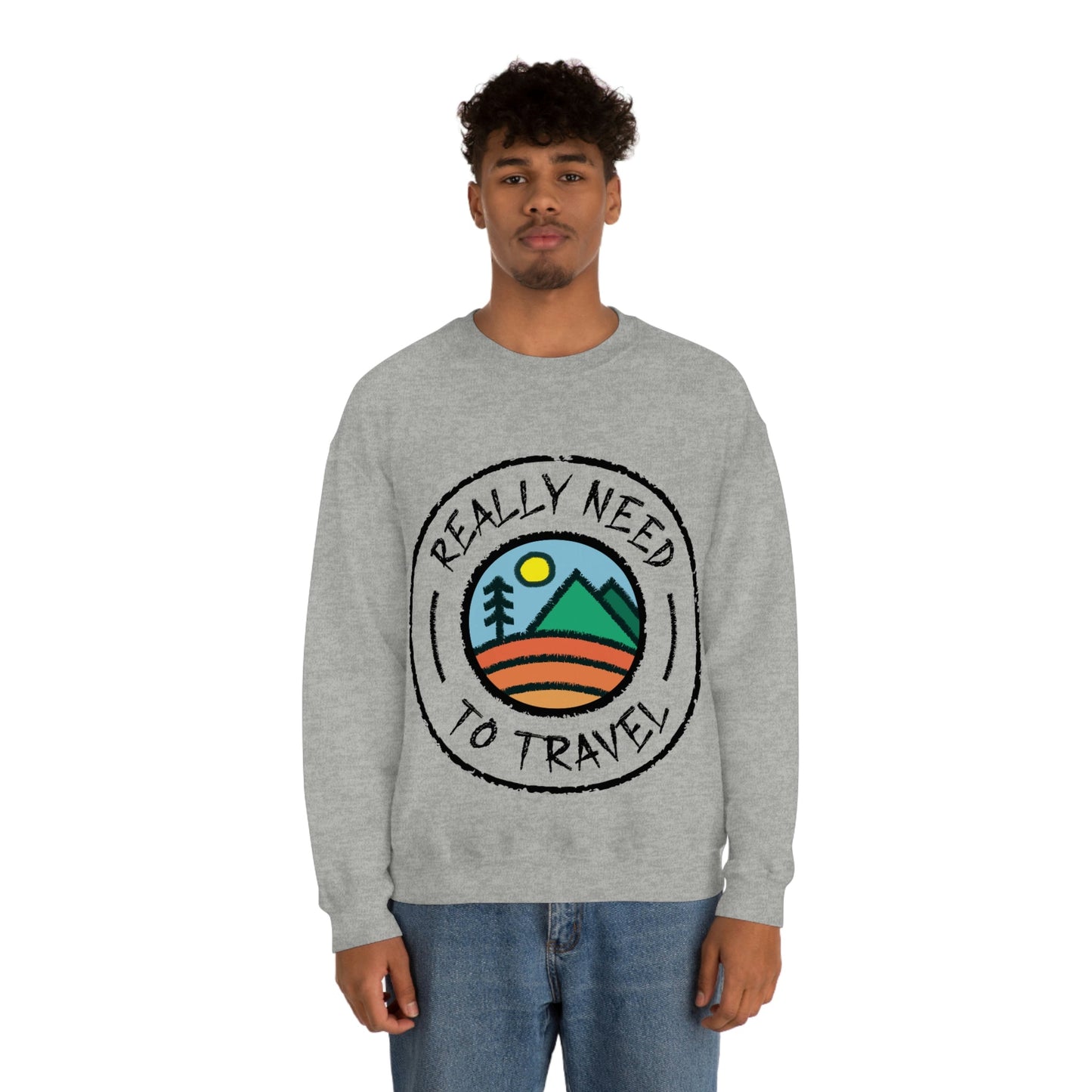 Really Need to Travel Vacation Landscape Explore Unisex Heavy Blend™ Crewneck Sweatshirt Ichaku [Perfect Gifts Selection]