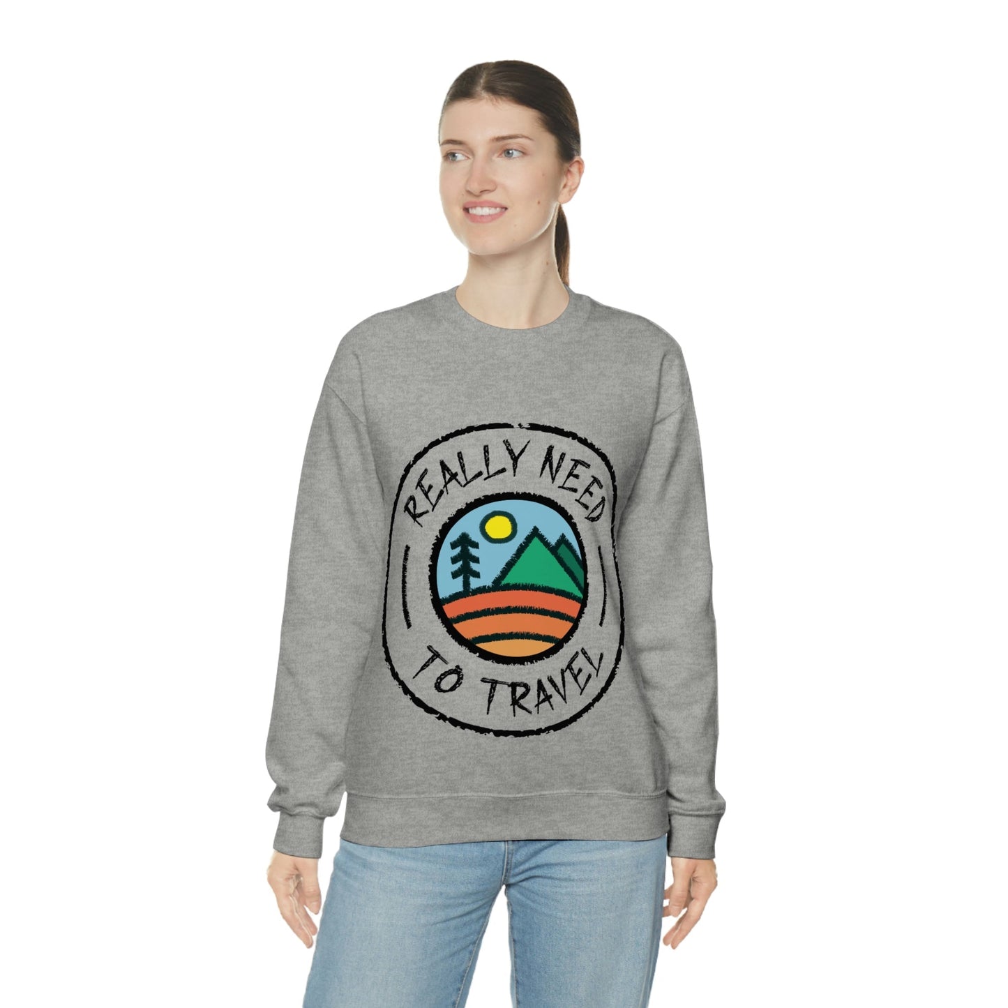 Really Need to Travel Vacation Landscape Explore Unisex Heavy Blend™ Crewneck Sweatshirt Ichaku [Perfect Gifts Selection]