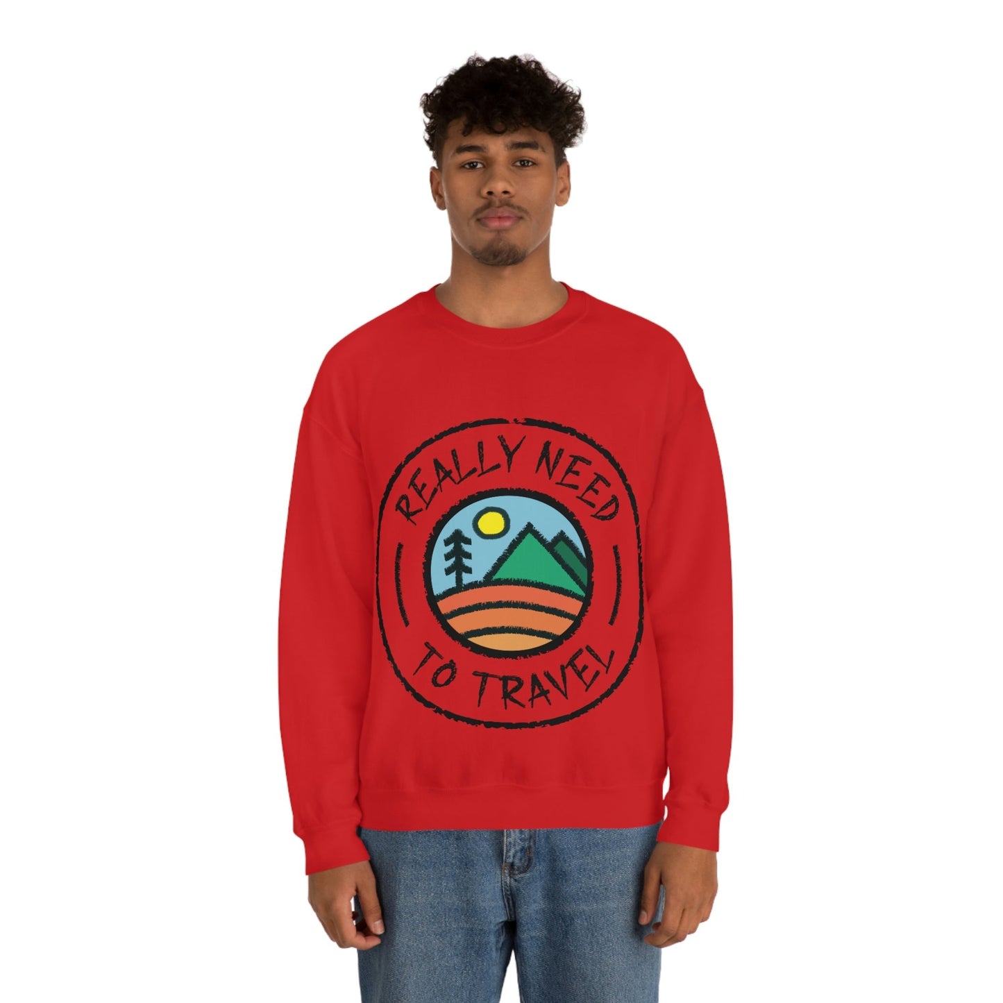 Really Need to Travel Vacation Landscape Explore Unisex Heavy Blend™ Crewneck Sweatshirt Ichaku [Perfect Gifts Selection]