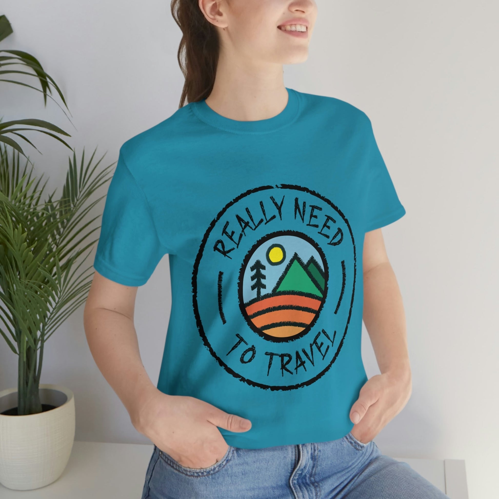 Really Need to Travel Vacation Landscape Explore Unisex Jersey Short Sleeve T-Shirt Ichaku [Perfect Gifts Selection]