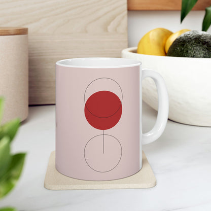 Red Wine Glass Minimal Art Aesthetic Ceramic Mug 11oz Ichaku [Perfect Gifts Selection]