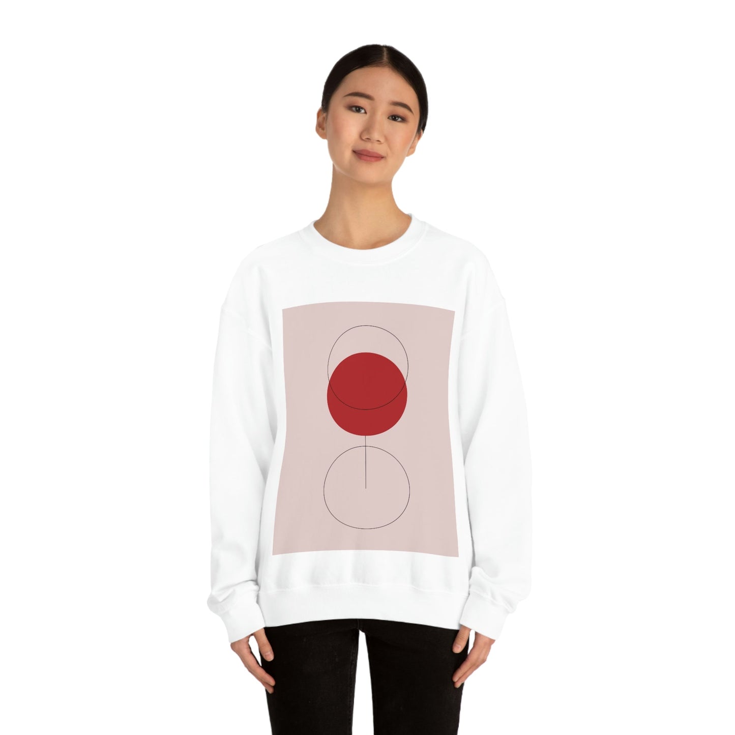 Red Wine Glass Minimal Art Aesthetic Unisex Heavy Blend™ Crewneck Sweatshirt Ichaku [Perfect Gifts Selection]