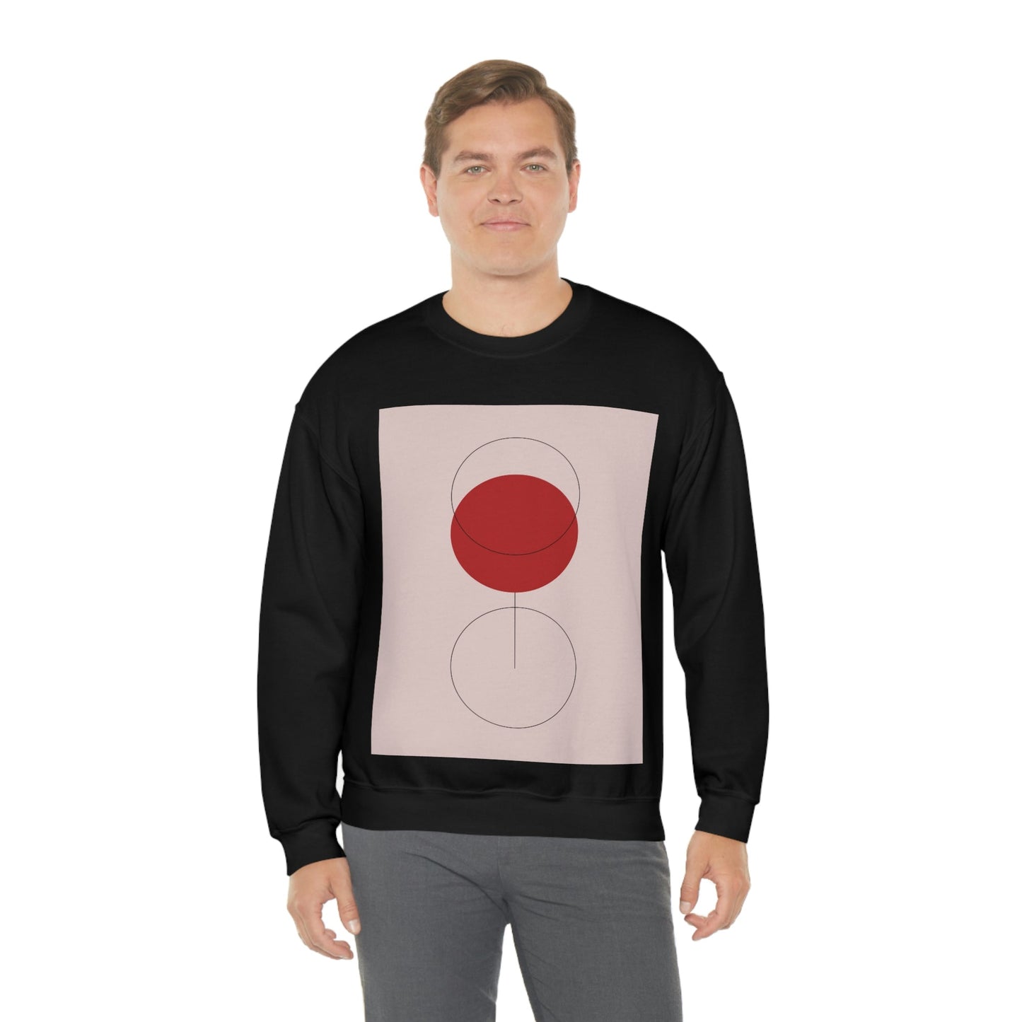 Red Wine Glass Minimal Art Aesthetic Unisex Heavy Blend™ Crewneck Sweatshirt Ichaku [Perfect Gifts Selection]