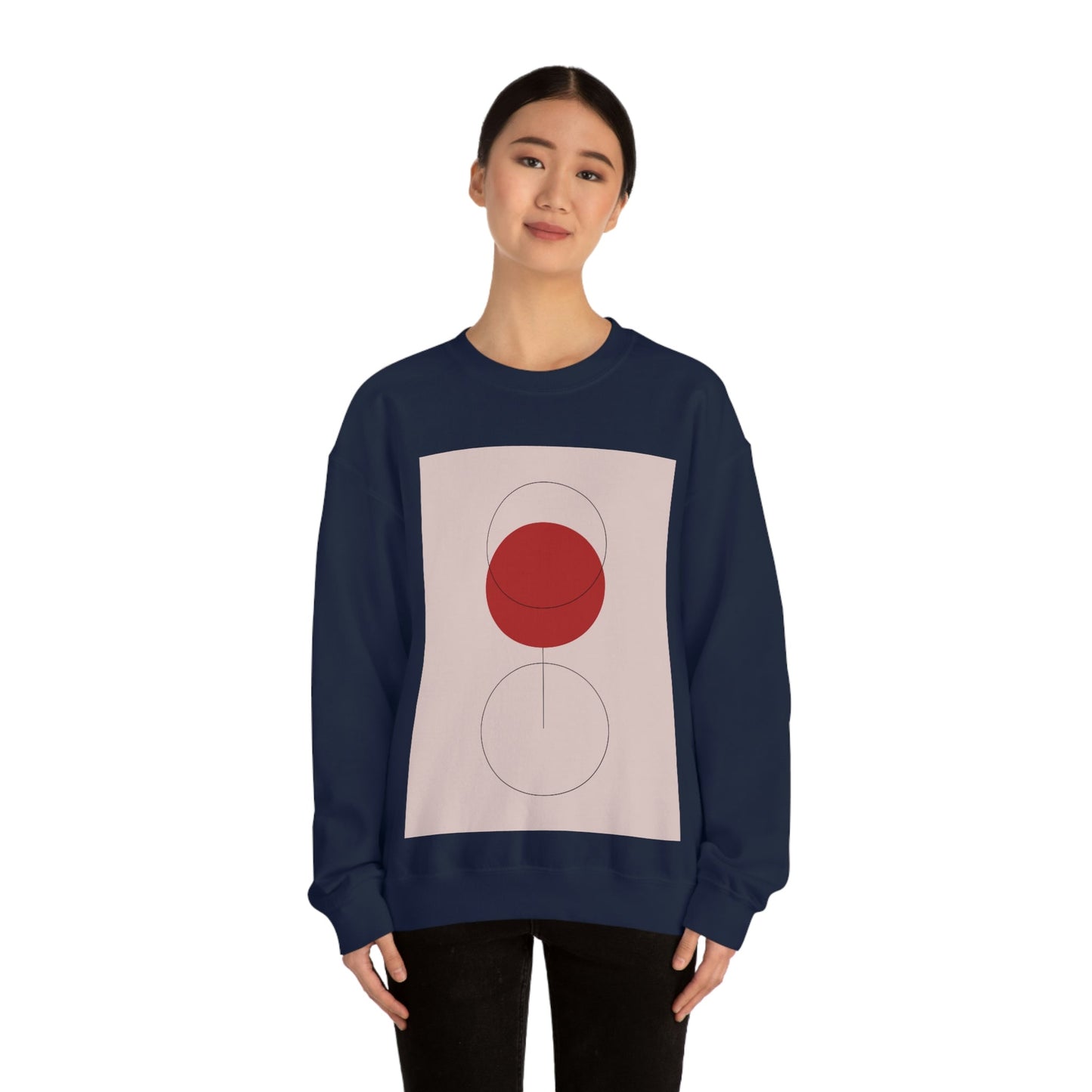 Red Wine Glass Minimal Art Aesthetic Unisex Heavy Blend™ Crewneck Sweatshirt Ichaku [Perfect Gifts Selection]