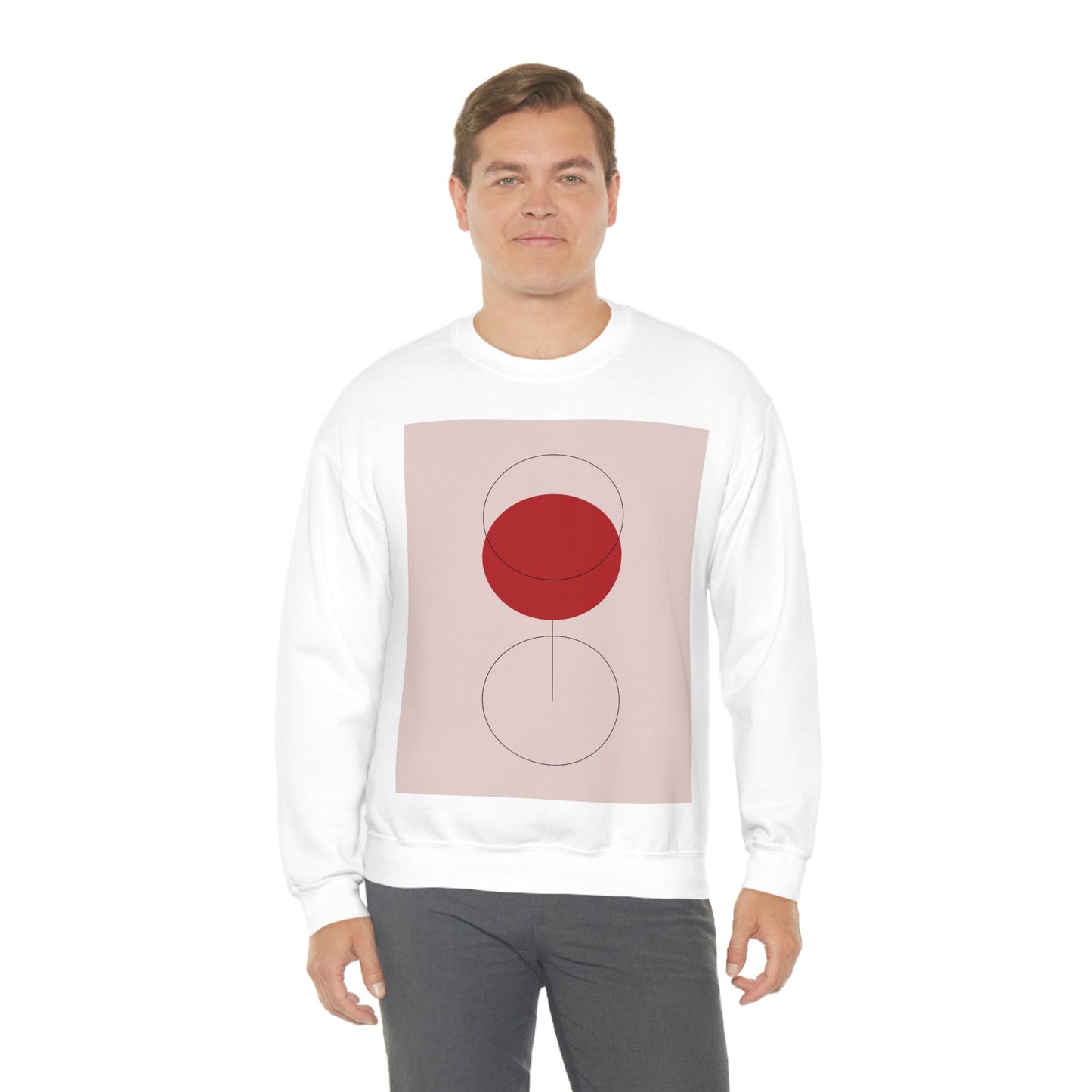 Red Wine Glass Minimal Art Aesthetic Unisex Heavy Blend™ Crewneck Sweatshirt Ichaku [Perfect Gifts Selection]