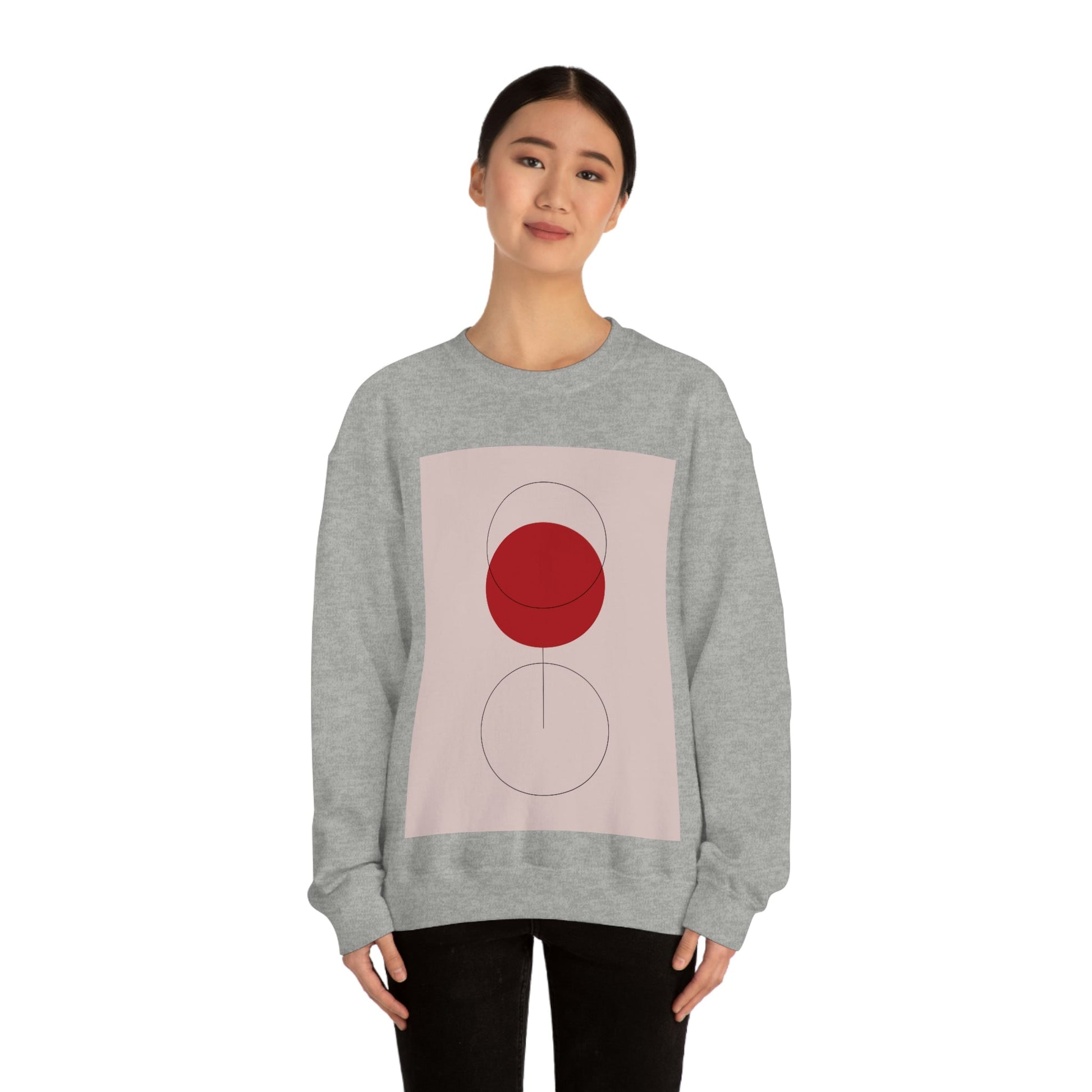 Red Wine Glass Minimal Art Aesthetic Unisex Heavy Blend™ Crewneck Sweatshirt Ichaku [Perfect Gifts Selection]