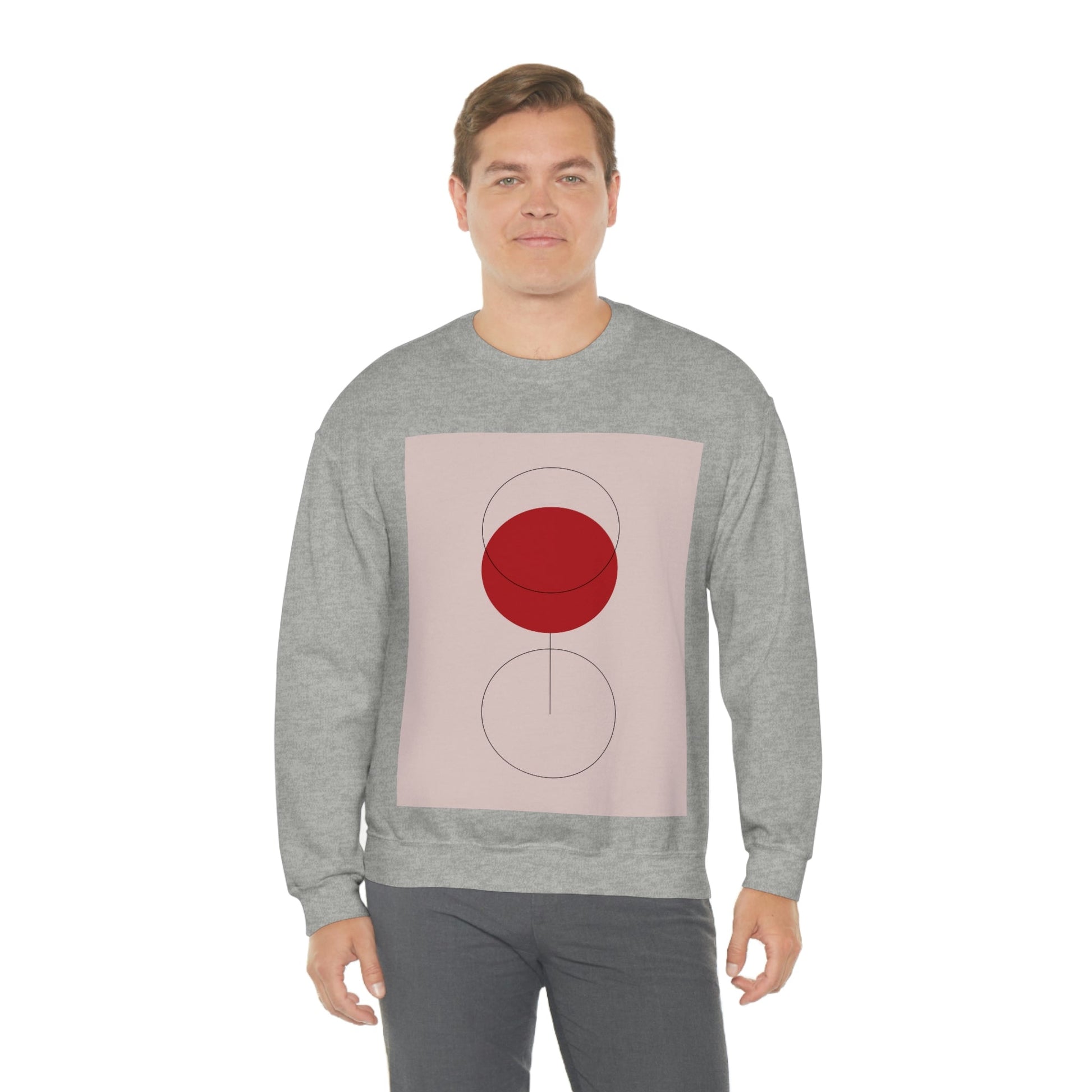 Red Wine Glass Minimal Art Aesthetic Unisex Heavy Blend™ Crewneck Sweatshirt Ichaku [Perfect Gifts Selection]