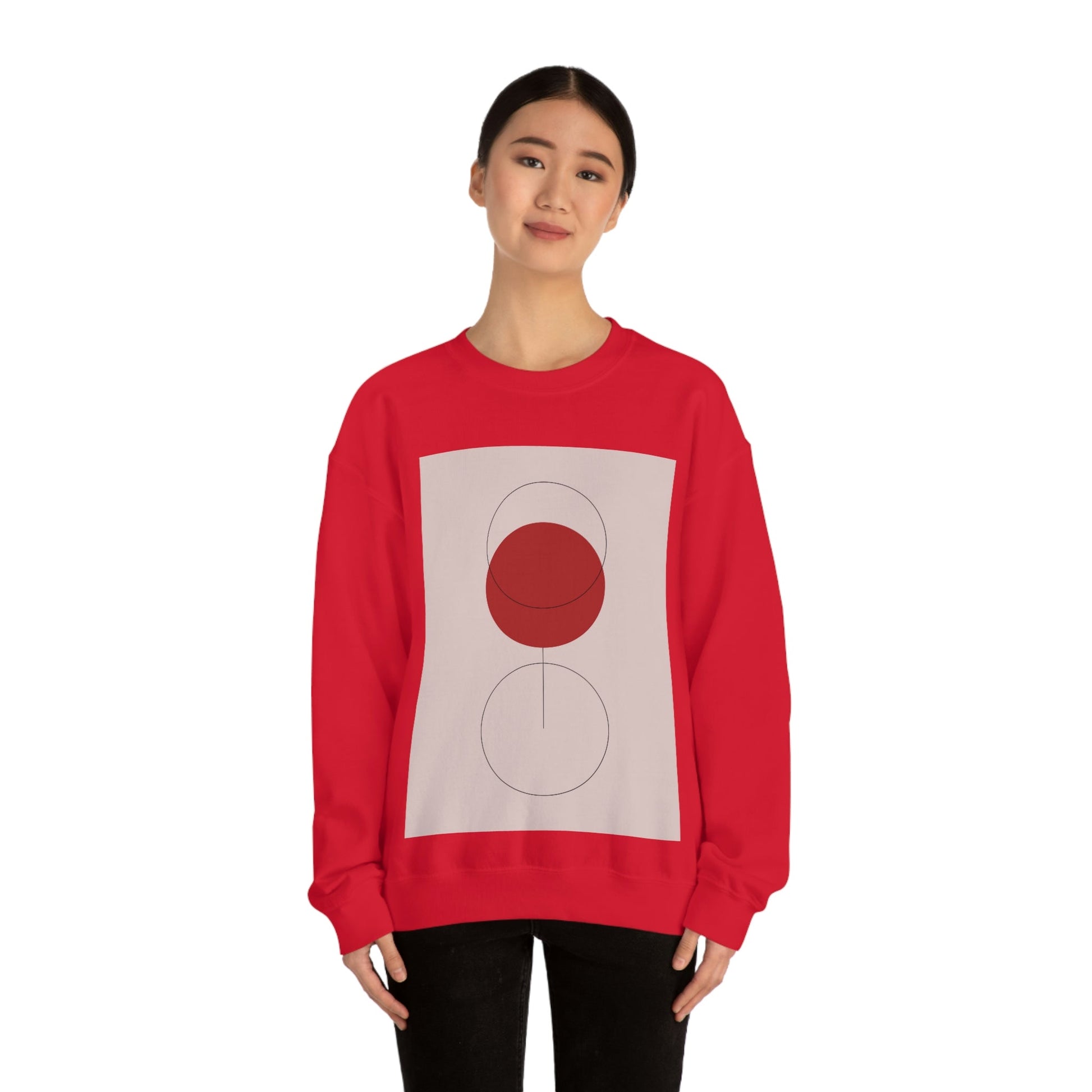 Red Wine Glass Minimal Art Aesthetic Unisex Heavy Blend™ Crewneck Sweatshirt Ichaku [Perfect Gifts Selection]