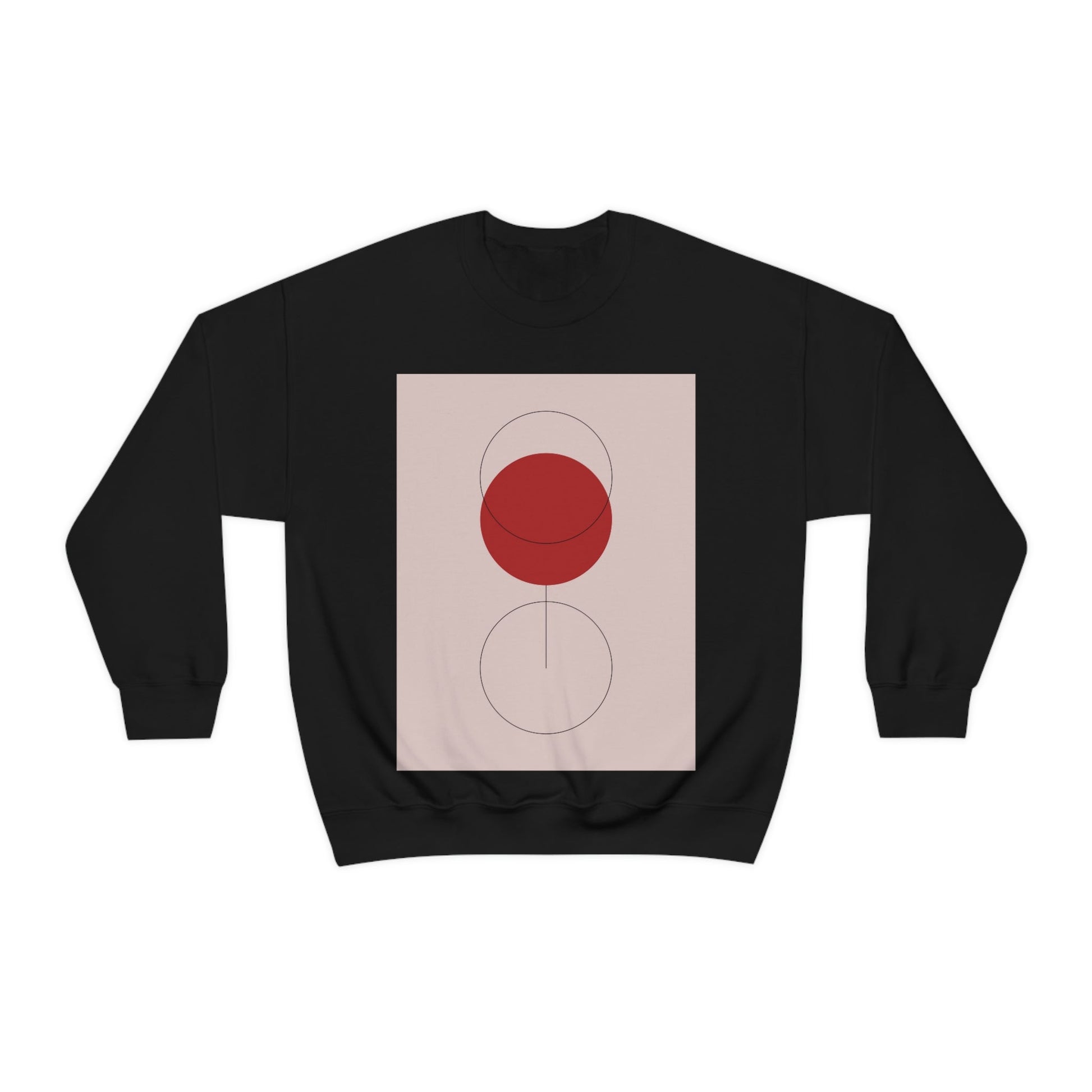 Red Wine Glass Minimal Art Aesthetic Unisex Heavy Blend™ Crewneck Sweatshirt Ichaku [Perfect Gifts Selection]