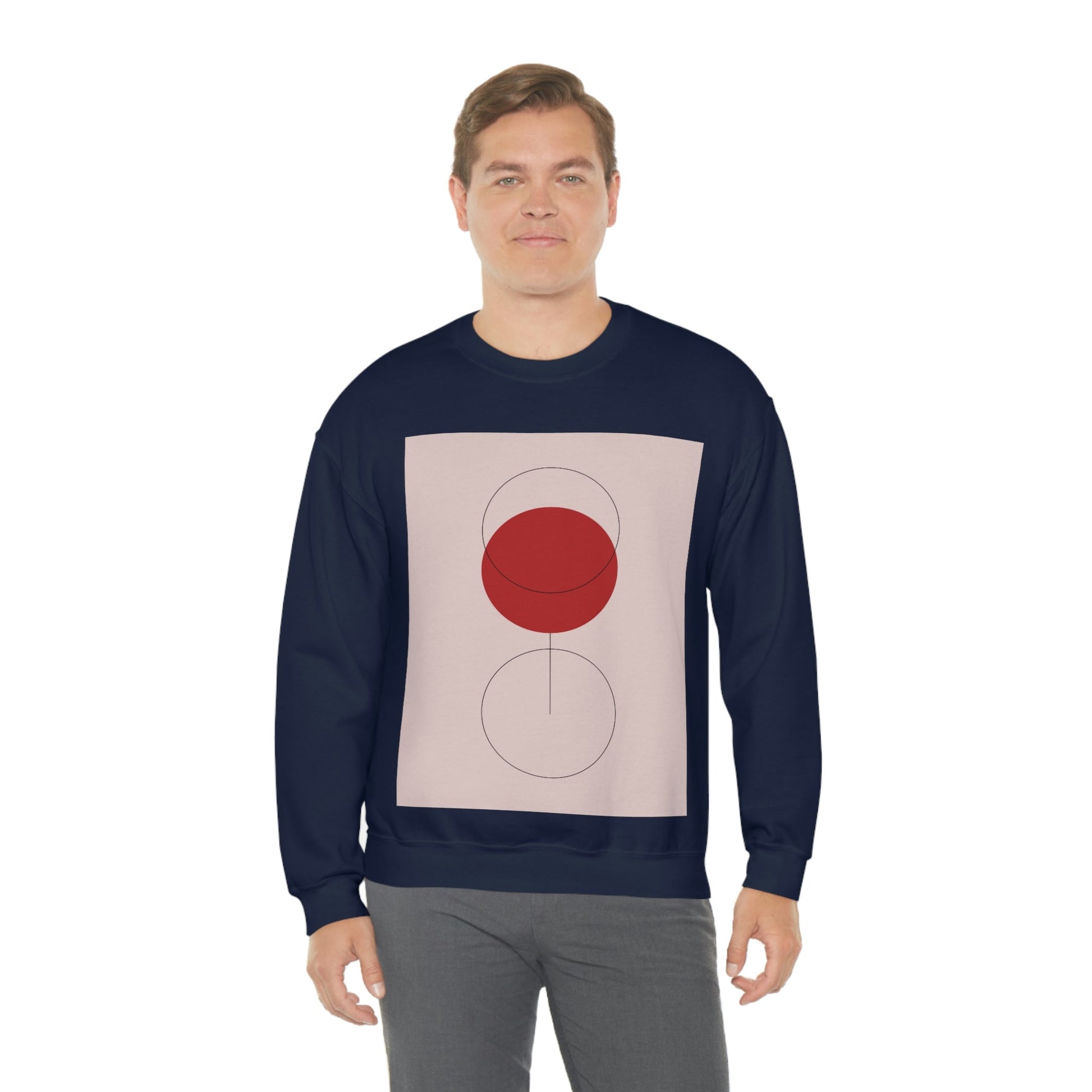 Red Wine Glass Minimal Art Aesthetic Unisex Heavy Blend™ Crewneck Sweatshirt Ichaku [Perfect Gifts Selection]