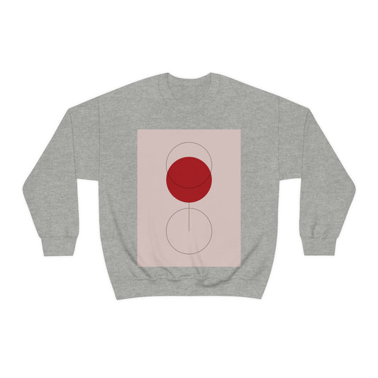 Red Wine Glass Minimal Art Aesthetic Unisex Heavy Blend™ Crewneck Sweatshirt Ichaku [Perfect Gifts Selection]