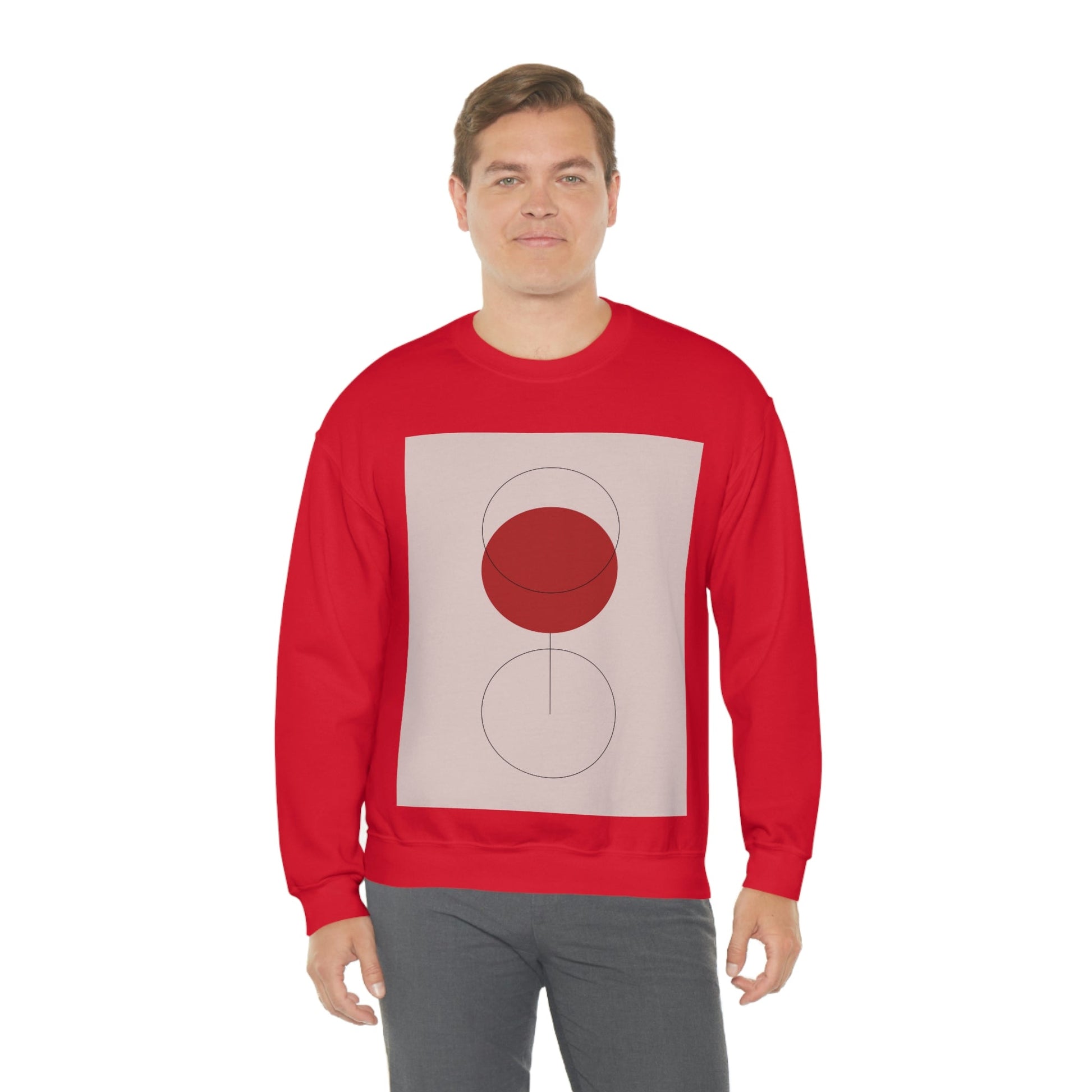 Red Wine Glass Minimal Art Aesthetic Unisex Heavy Blend™ Crewneck Sweatshirt Ichaku [Perfect Gifts Selection]