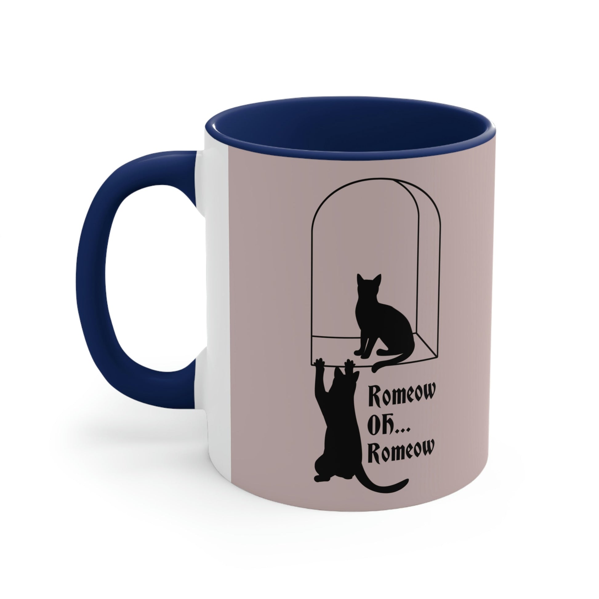 Romeow and Mewliet. William Shakespeare Romeo And Juliet Black Cat Lovers Beige Classic Accent Coffee Mug 11oz Ichaku [Perfect Gifts Selection]