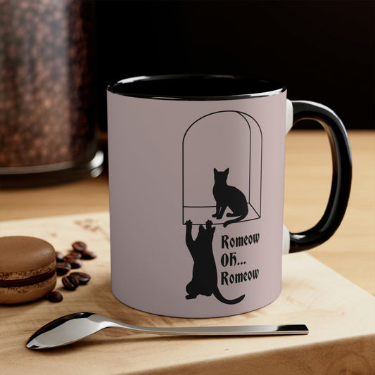 Romeow and Mewliet. William Shakespeare Romeo And Juliet Black Cat Lovers Beige Classic Accent Coffee Mug 11oz Ichaku [Perfect Gifts Selection]