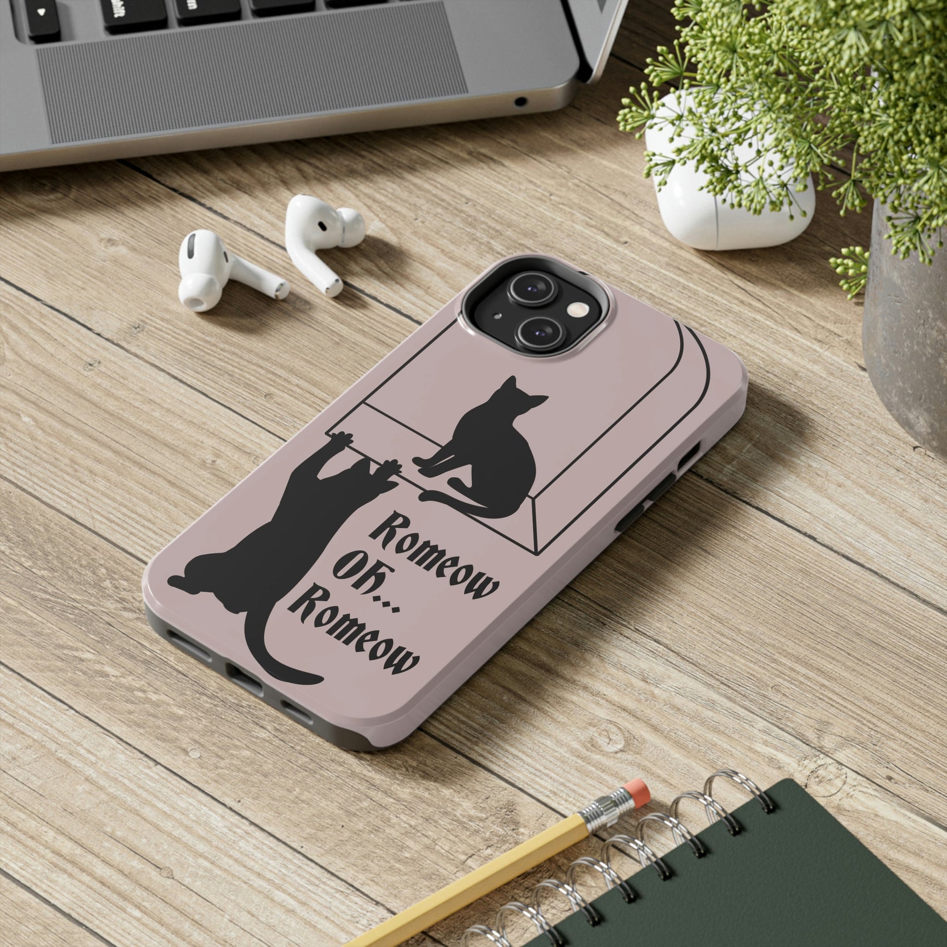 Romeow and Mewliet. William Shakespeare Romeo And Juliet Black Cat Lovers Beige Tough Phone Cases Case-Mate Ichaku [Perfect Gifts Selection]