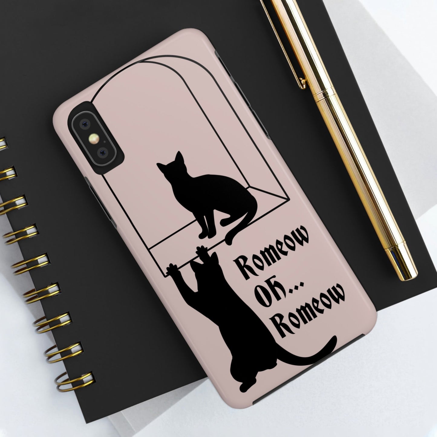 Romeow and Mewliet. William Shakespeare Romeo And Juliet Black Cat Lovers Beige Tough Phone Cases Case-Mate Ichaku [Perfect Gifts Selection]