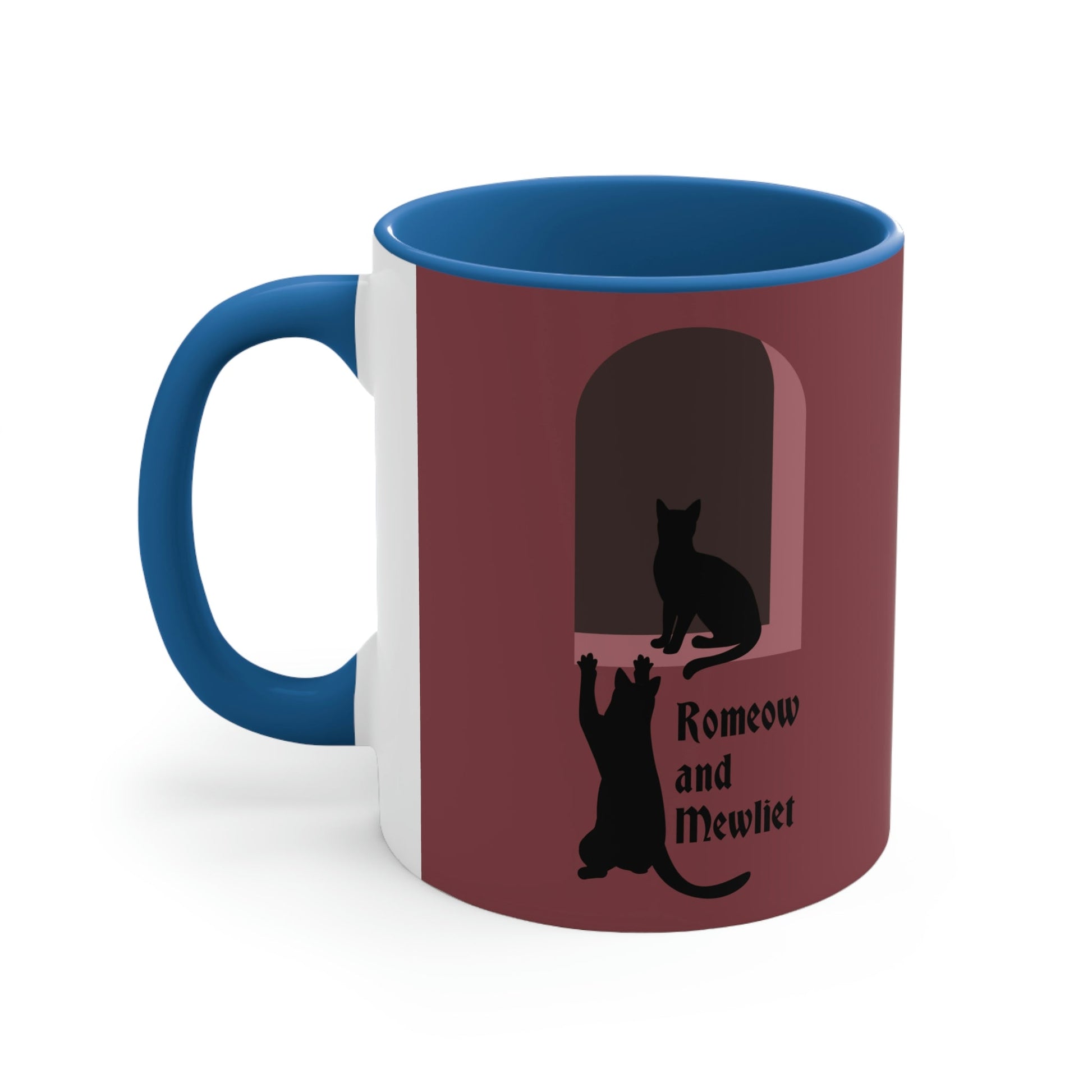 Romeow and Mewliet William Shakespeare Romeo And Juliet Black Cat Lovers Burgundy Classic Accent Coffee Mug 11oz Ichaku [Perfect Gifts Selection]