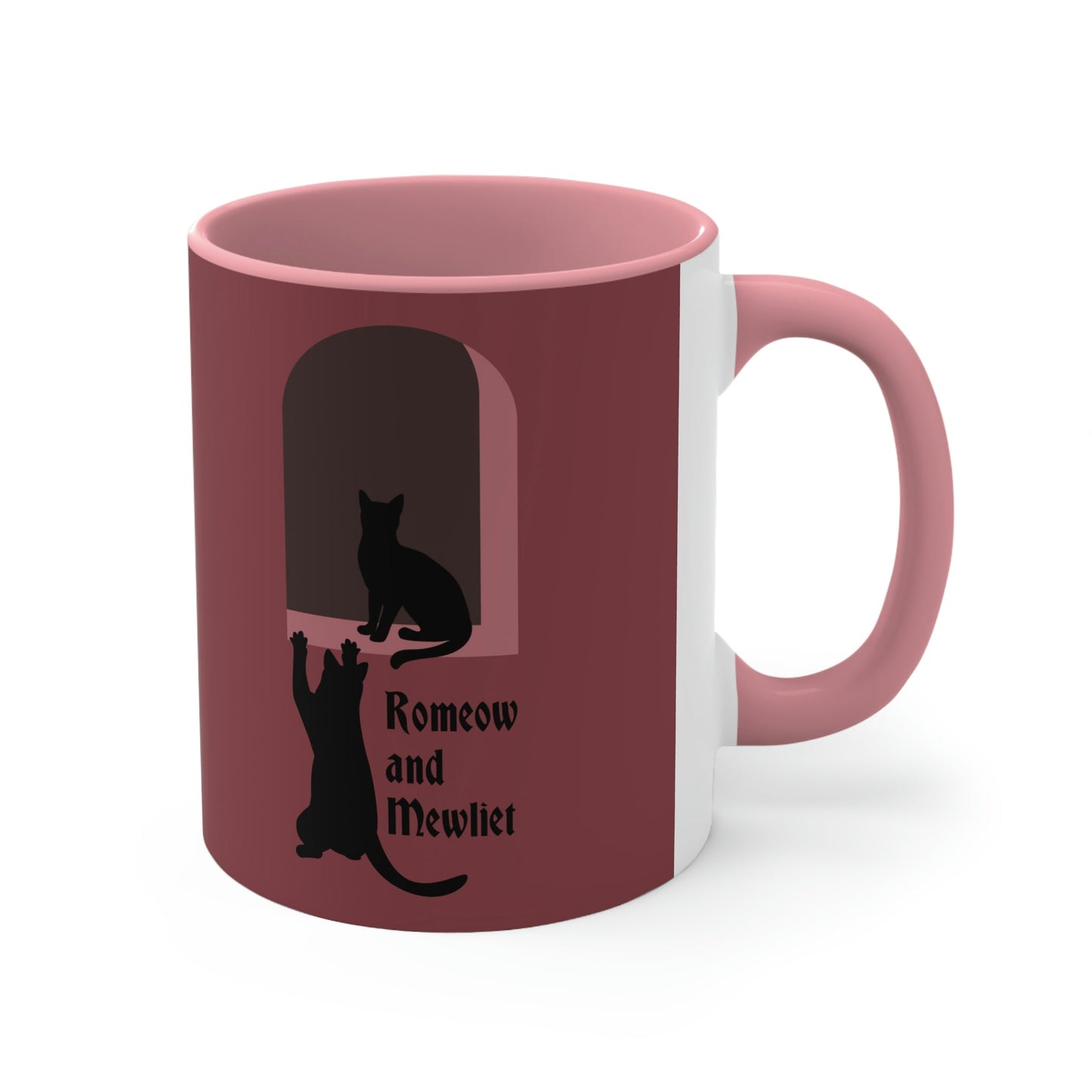 Romeow and Mewliet William Shakespeare Romeo And Juliet Black Cat Lovers Burgundy Classic Accent Coffee Mug 11oz Ichaku [Perfect Gifts Selection]