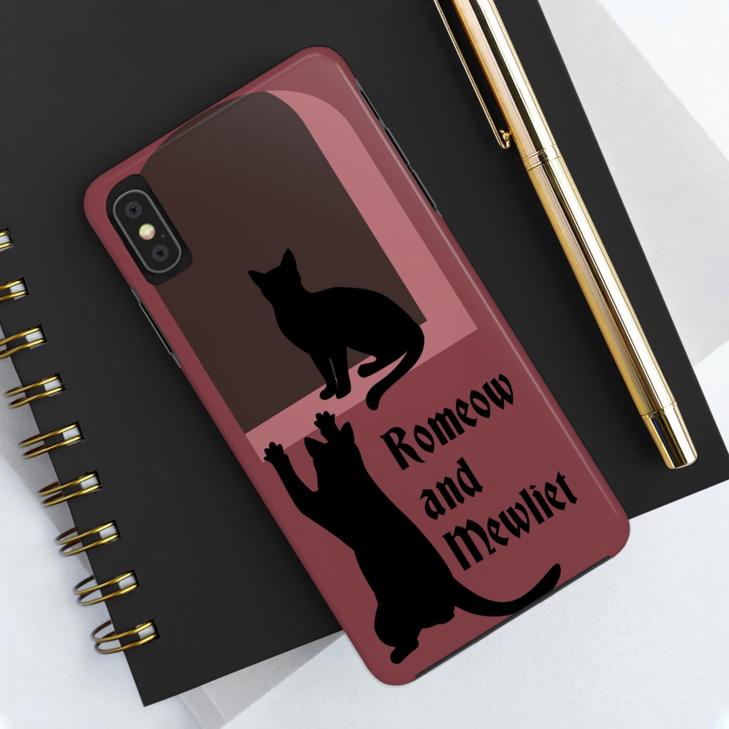 Romeow and Mewliet. William Shakespeare Romeo And Juliet Black Cat Lovers Burgundy Tough Phone Cases Case-Mate Ichaku [Perfect Gifts Selection]