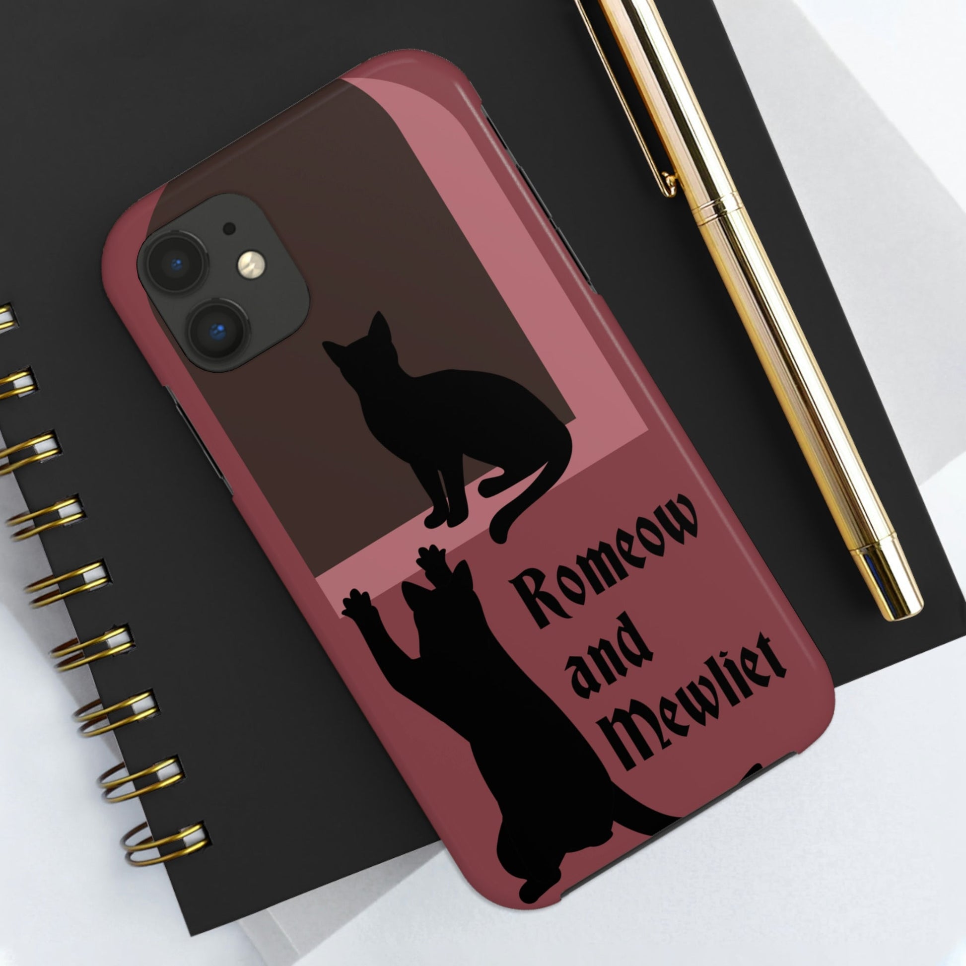 Romeow and Mewliet. William Shakespeare Romeo And Juliet Black Cat Lovers Burgundy Tough Phone Cases Case-Mate Ichaku [Perfect Gifts Selection]