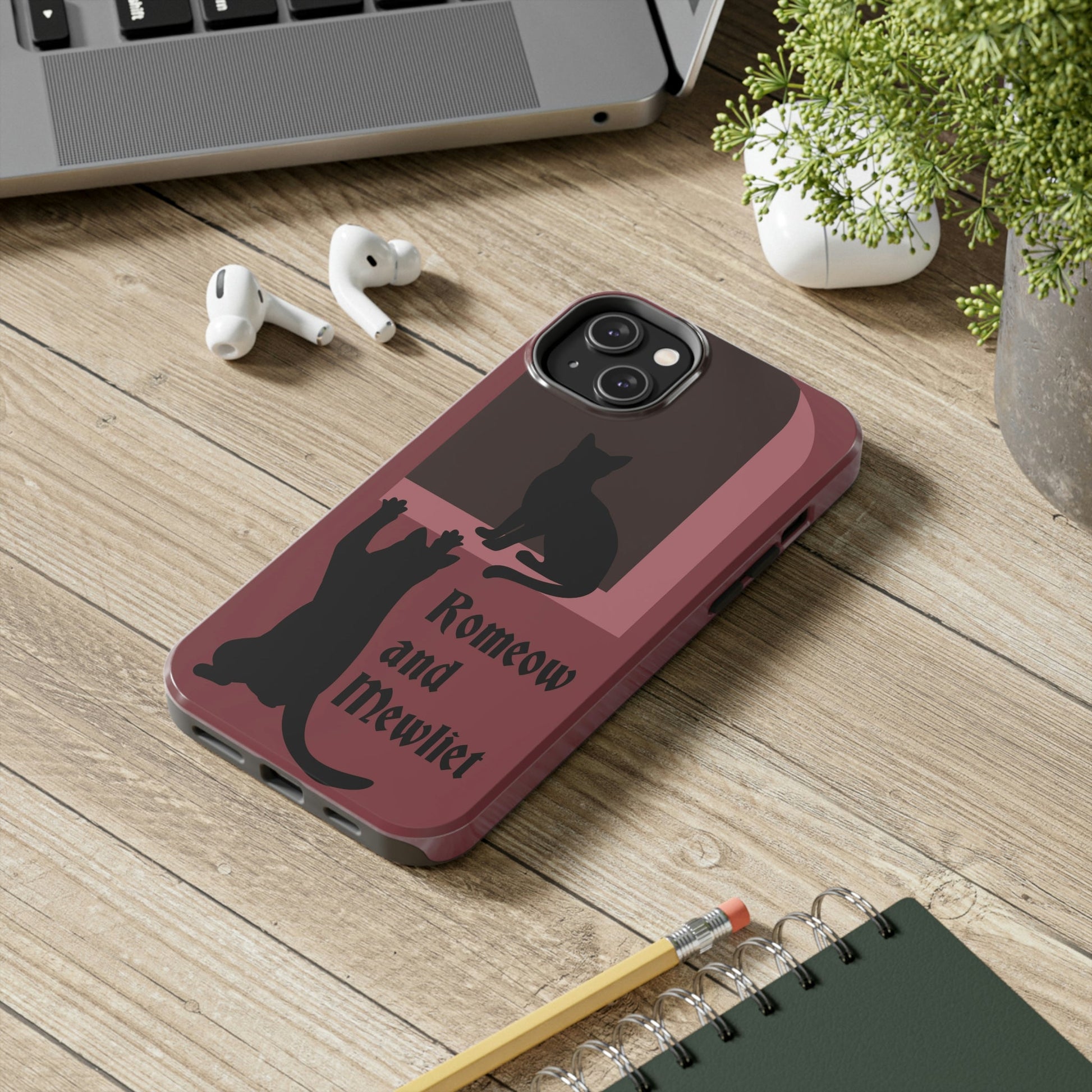 Romeow and Mewliet. William Shakespeare Romeo And Juliet Black Cat Lovers Burgundy Tough Phone Cases Case-Mate Ichaku [Perfect Gifts Selection]