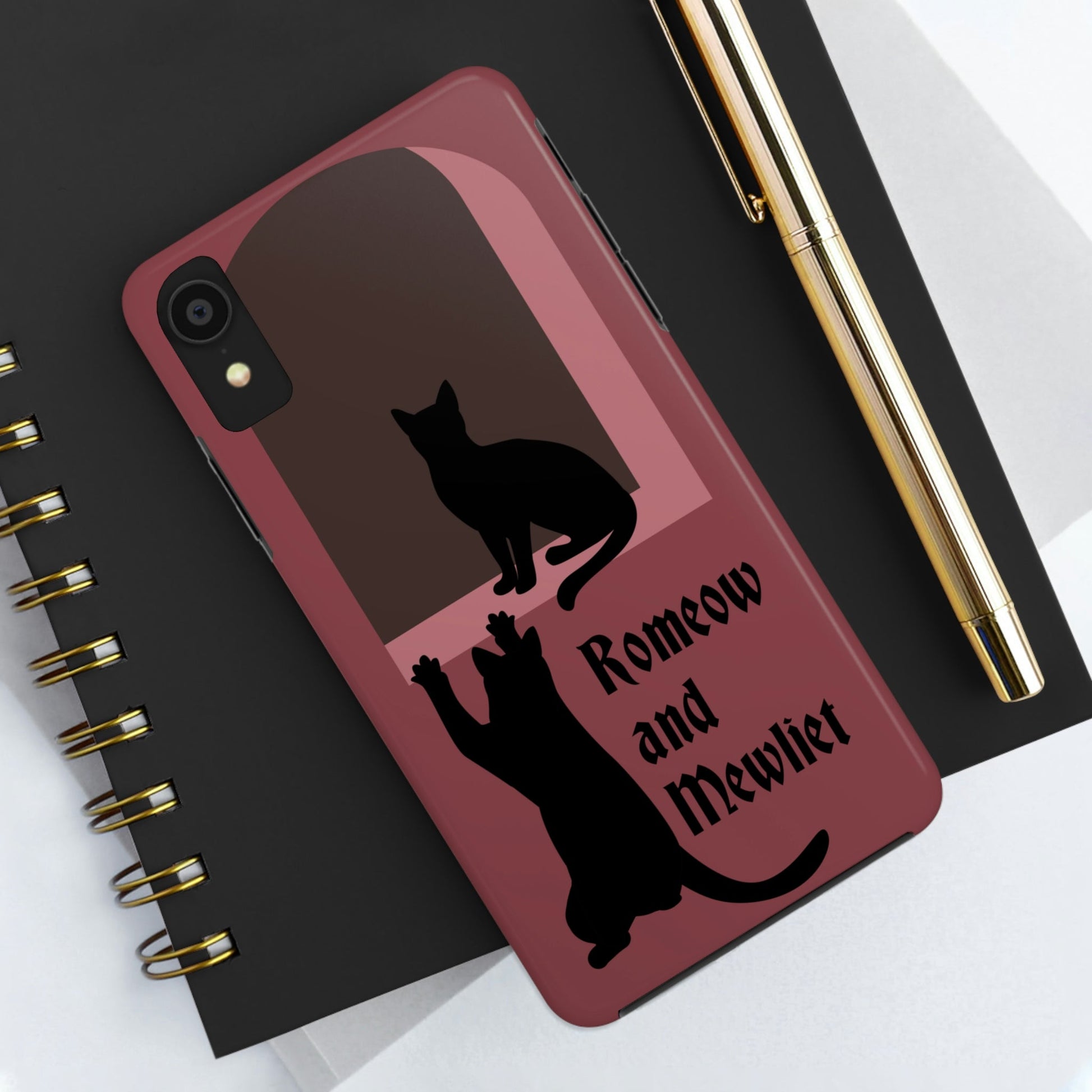 Romeow and Mewliet. William Shakespeare Romeo And Juliet Black Cat Lovers Burgundy Tough Phone Cases Case-Mate Ichaku [Perfect Gifts Selection]