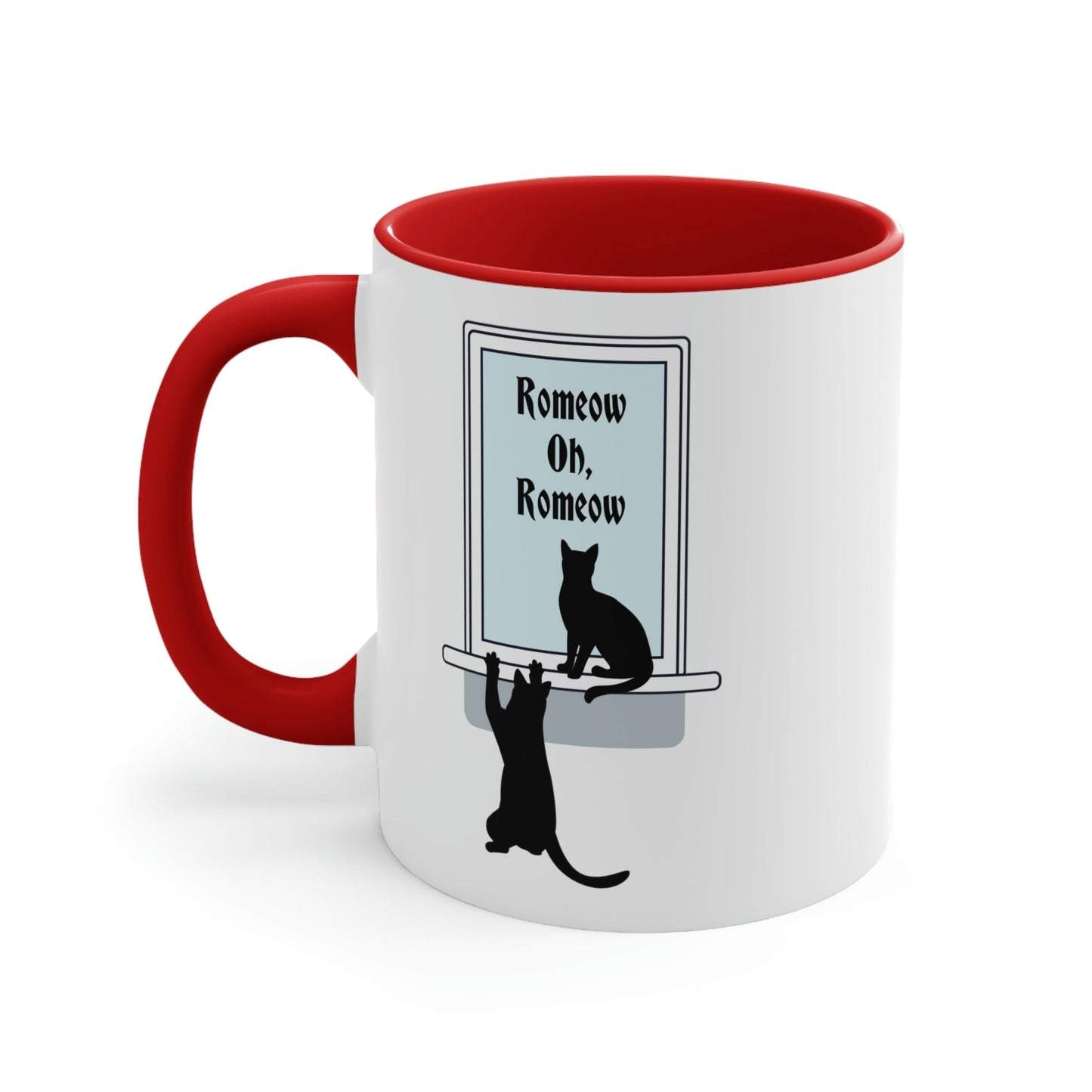 Romeow and Mewliet. William Shakespeare Romeo And Juliet Black Cat Lovers Classic Accent Coffee Mug 11oz Ichaku [Perfect Gifts Selection]