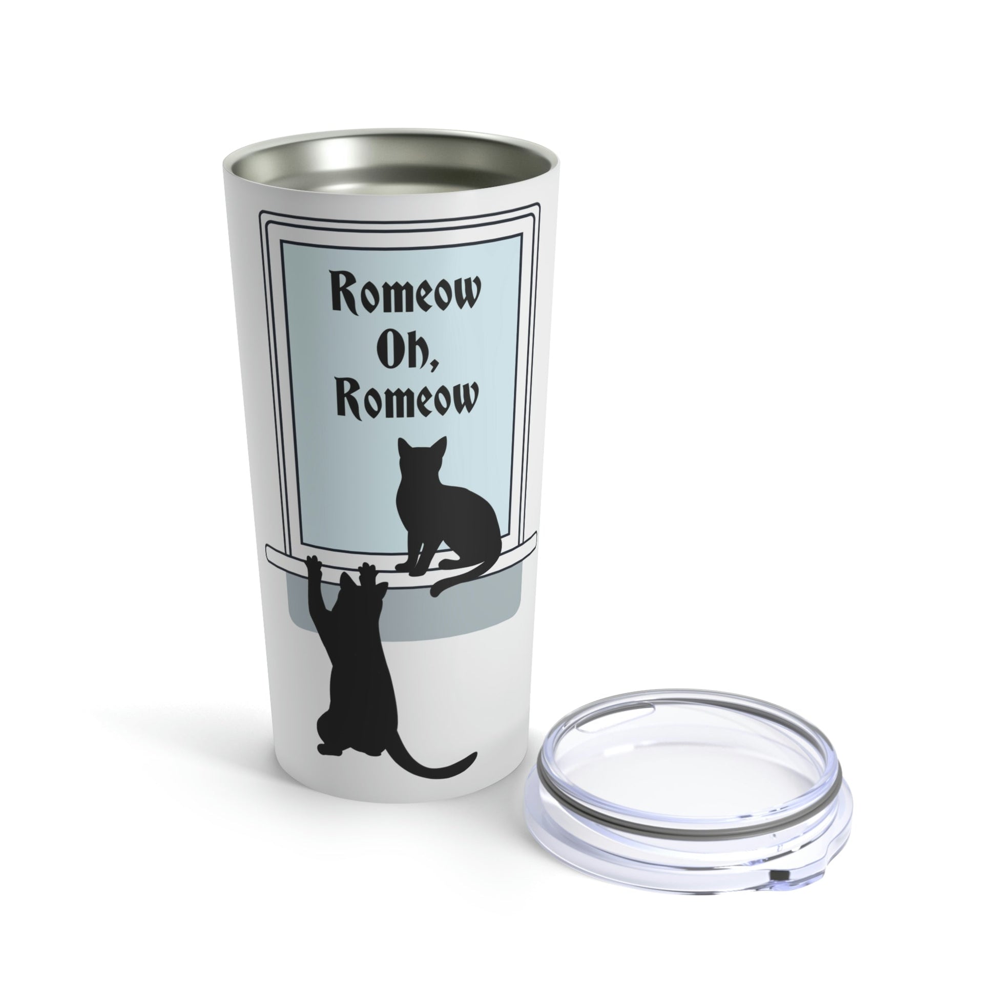 Romeow and Mewliet. William Shakespeare Romeo And Juliet Black Cat Lovers Stainless Steel Hot or Cold Vacuum Tumbler 20oz Ichaku [Perfect Gifts Selection]