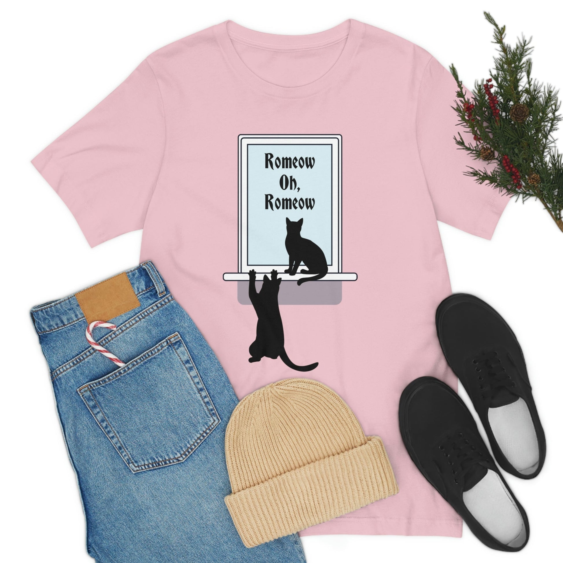 Romeow and Mewliet. William Shakespeare Romeo And Juliet Black Cat Lovers Unisex Jersey Short Sleeve T-Shirt Ichaku [Perfect Gifts Selection]